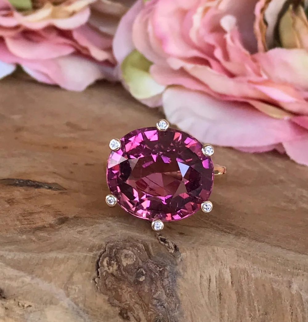 Fancy Carat Rubellite Tourmaline Diamond Solitaire Cocktail Ring —  JOON HAN