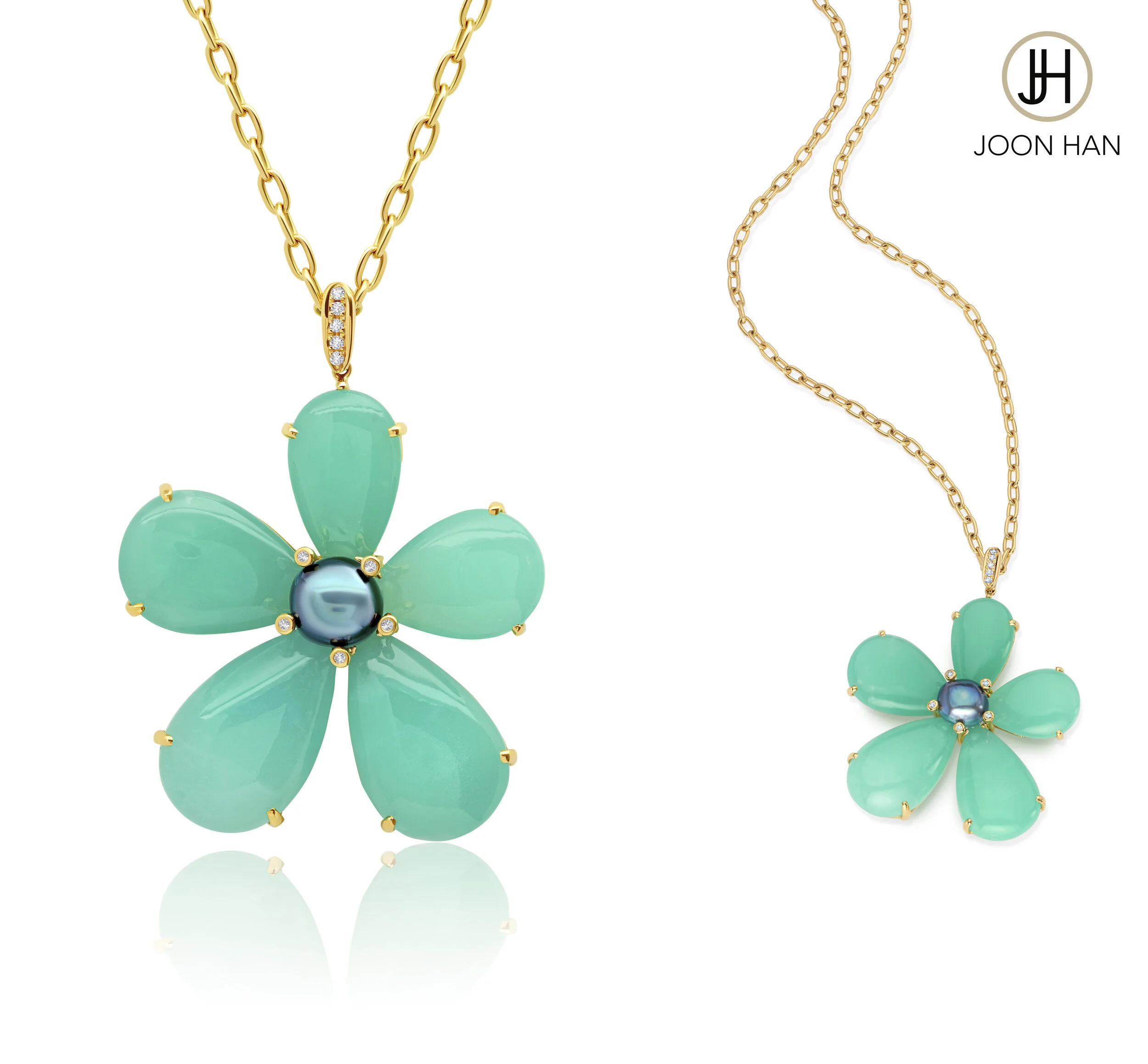 Chrysoprase Tahitians Keshi Pearl Diamond Flower Pendant-1.jpg