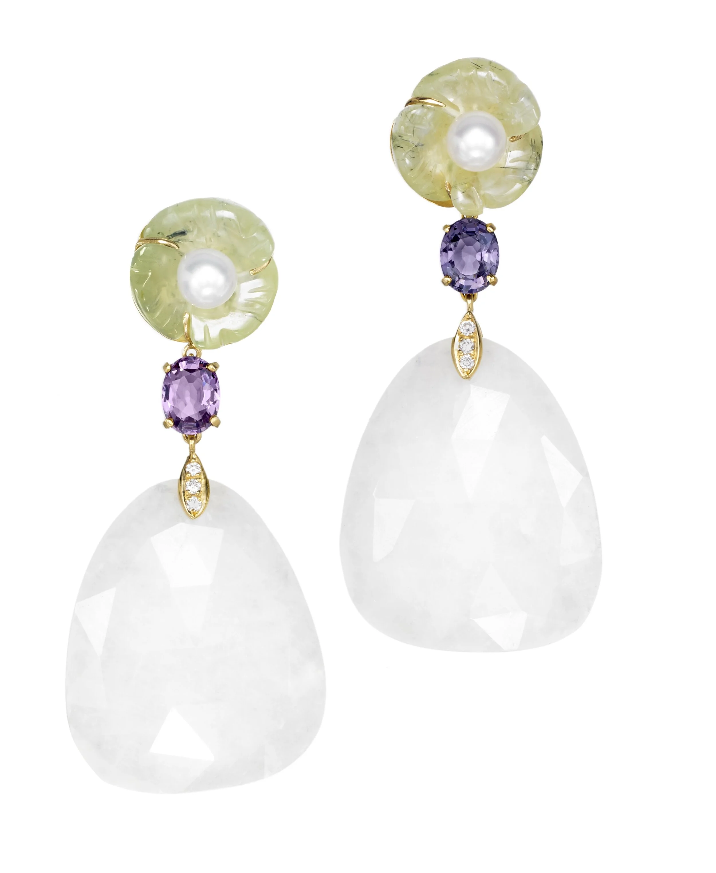 JOON HAN Prehnite, spinel and white agate earrings.jpg