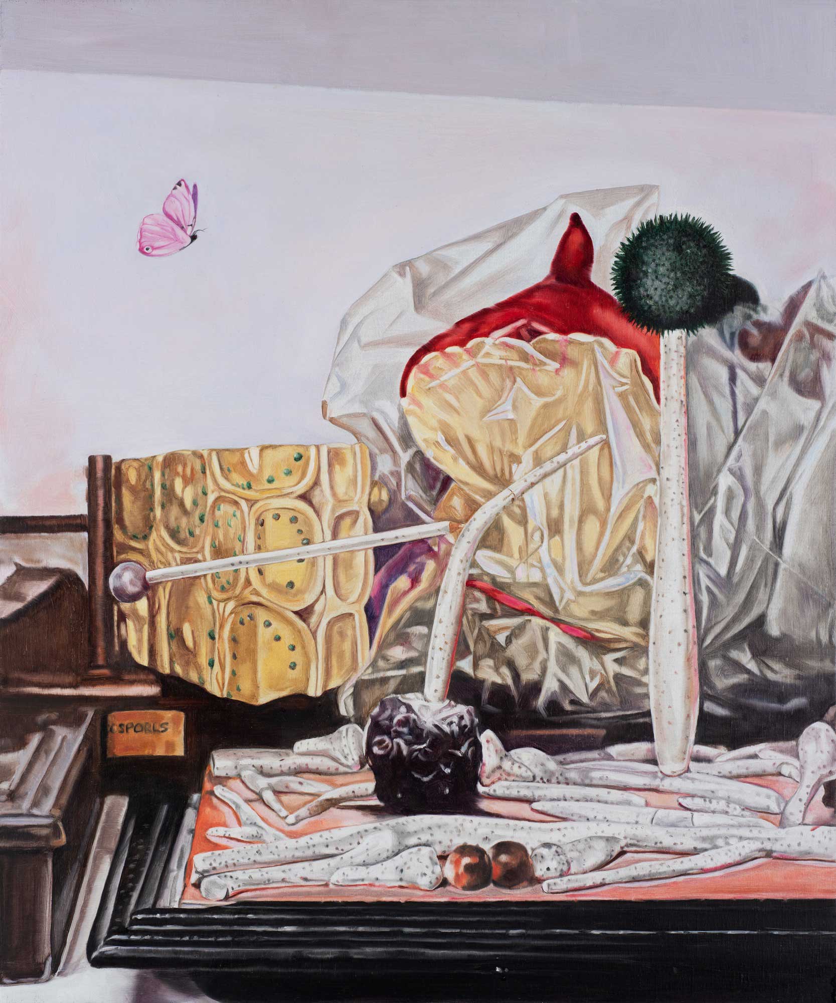   Still life with fungi and butterfly,  2019 66 x 56cm oil on linen 