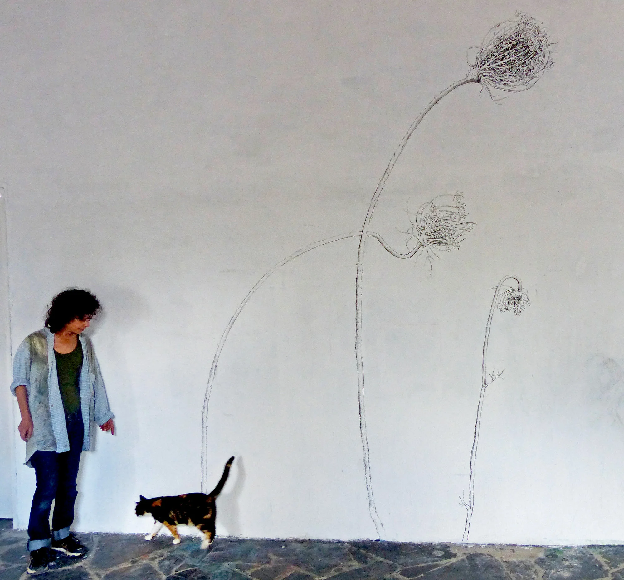 Wall drawing Foundation Obras, 2015, charcoal