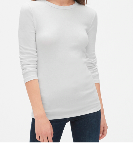 white crew neck long sleeve shirt