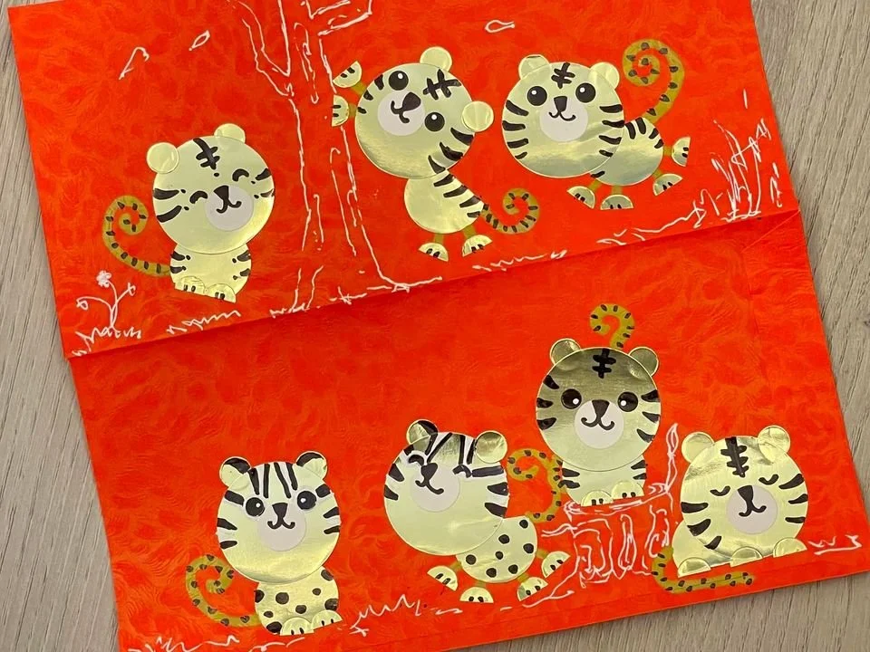 虎年紅包袋怎麼做？跟著滾妹用圓點貼做小萌虎好簡單！