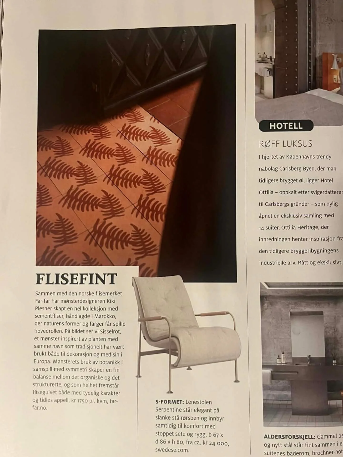 The new tiles I have designed for @farfarfliser are in the latest issue of @bonytt 💛
This design is called &laquo;sisselrot&raquo; inspired by Norwegian lush nature. See the tiles live at Far-fars shop in Maridalsveien 87b in Oslo, cast in coloured 