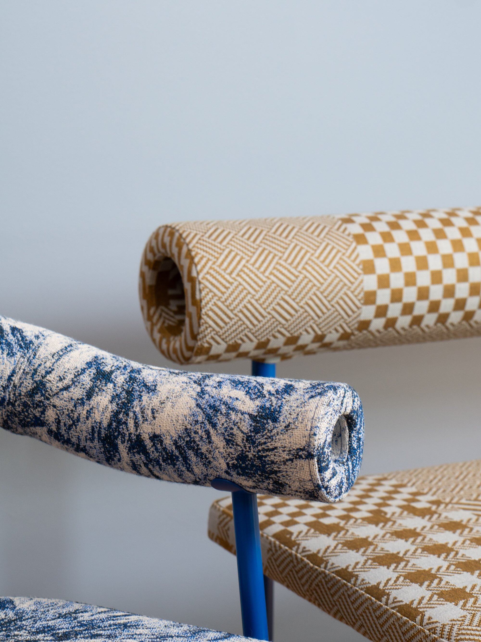 The Patchwork textile on @offecctofficial Font bench 
In the @flokk_design showroom 

Woven at @innvik_as 🇳🇴