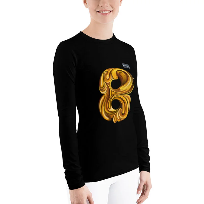 8Figured Fitted Gold Logo Rash Guard  (Avail in 2 colors)
