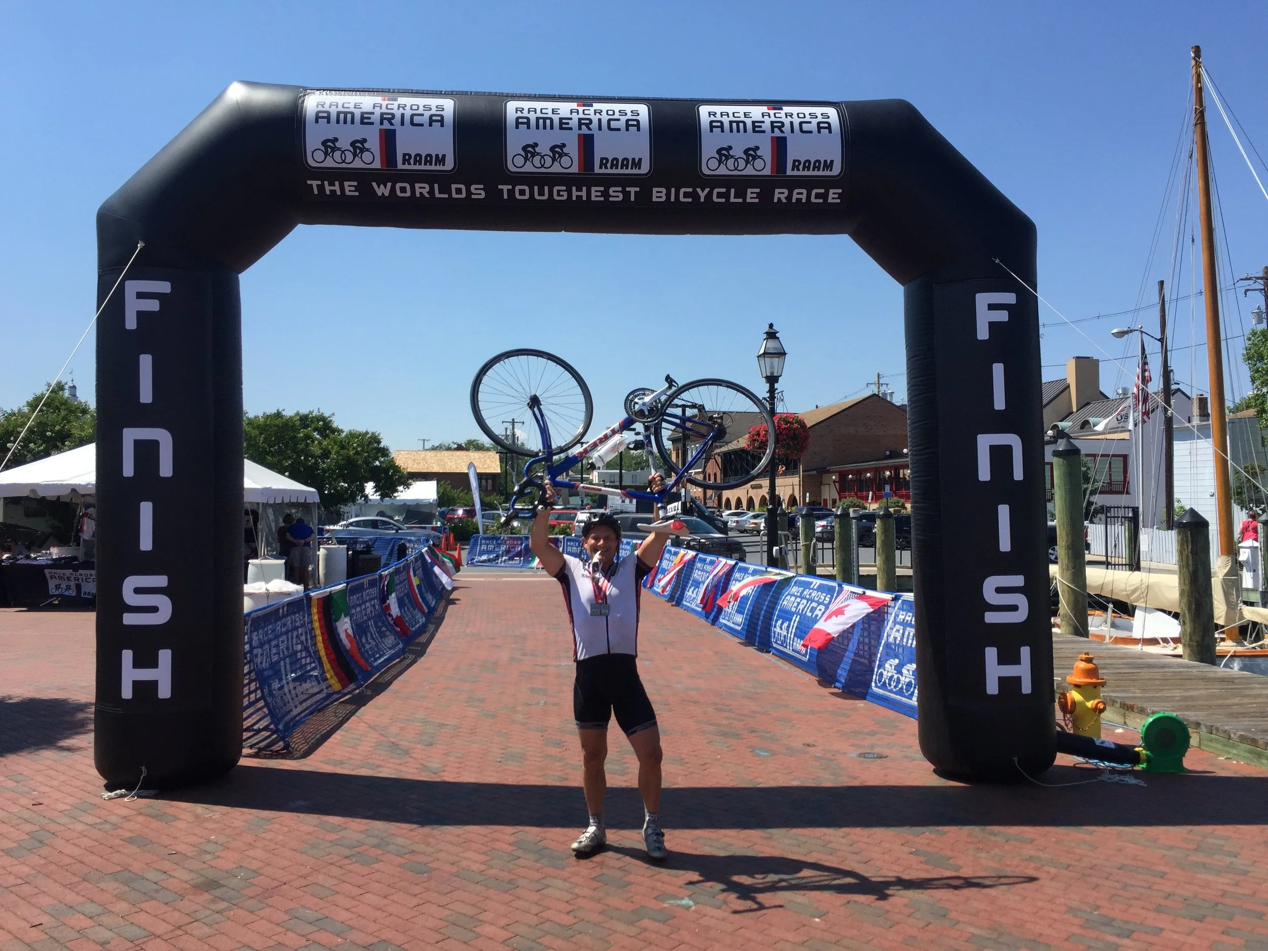8-man team rider Peter at the finish line in Annapolis, MA