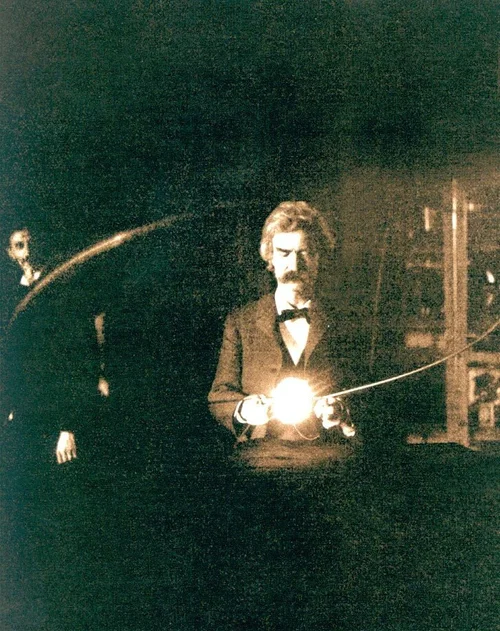 Mark Tven u Teslinoj laboratoriji 1894. godine