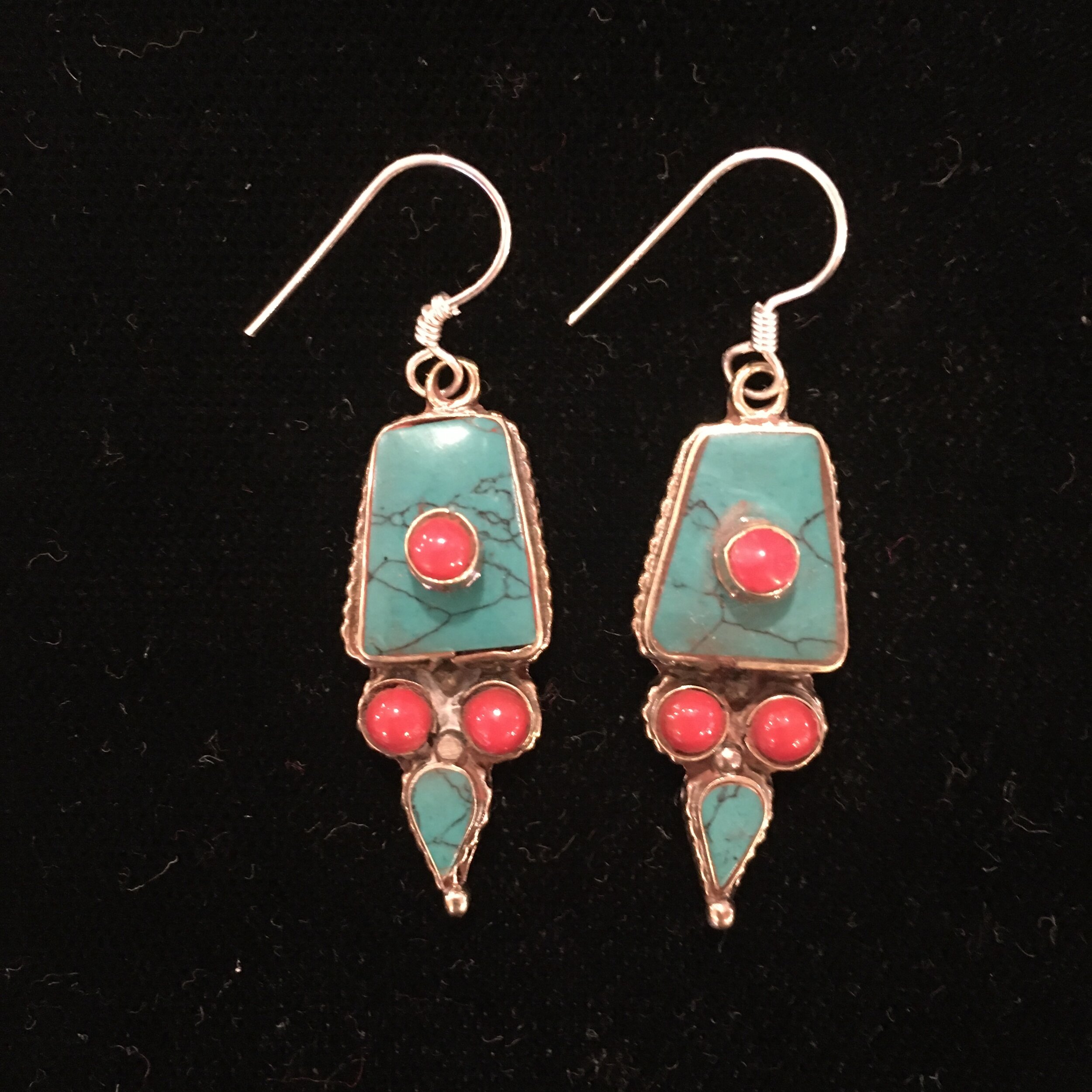 Details about   Turquoise Earring Coral earring Tribal Earring Lapis Earring Tibetan Earring 