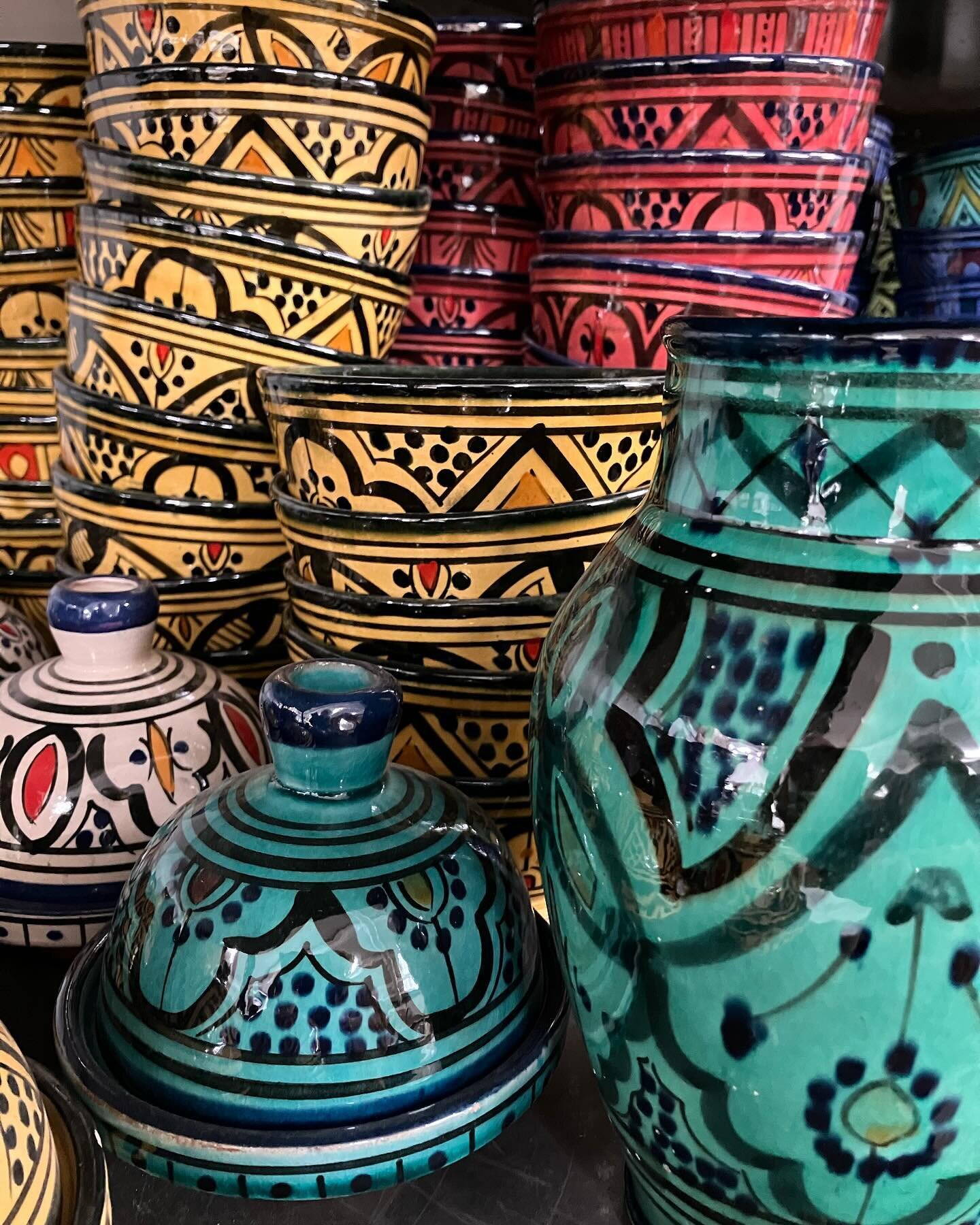 We&rsquo;ve just restocked Nomads with lots of absolutely gorgeous Moroccan pottery.  Flower pots, soap dishes, vases of many sizes, stunning hand painted bowls &hellip;. #mothersday #vase #morrocanpottery #homeware #bowls #gifts