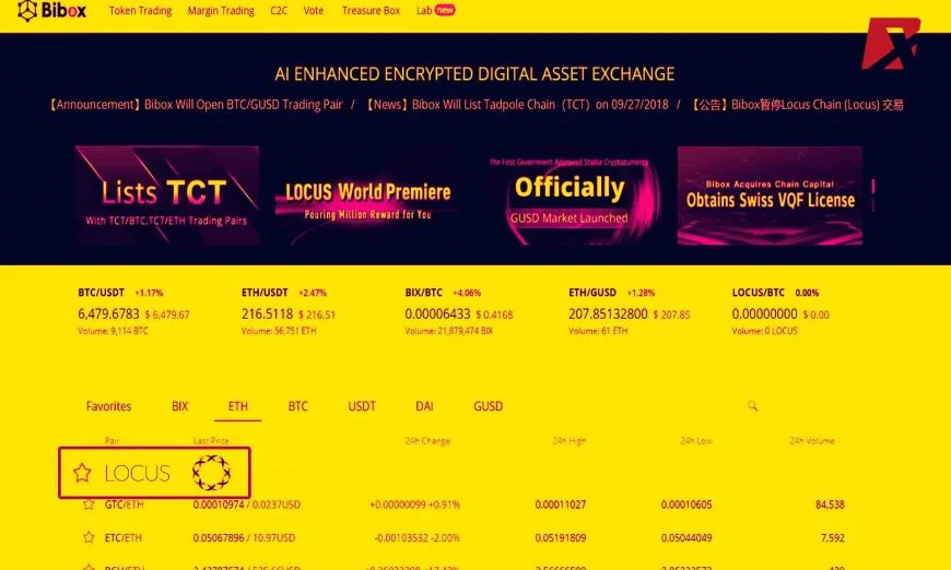 Next-Gen Blockchain Locus Chain Debuts Coin On Global Exchange Bibox