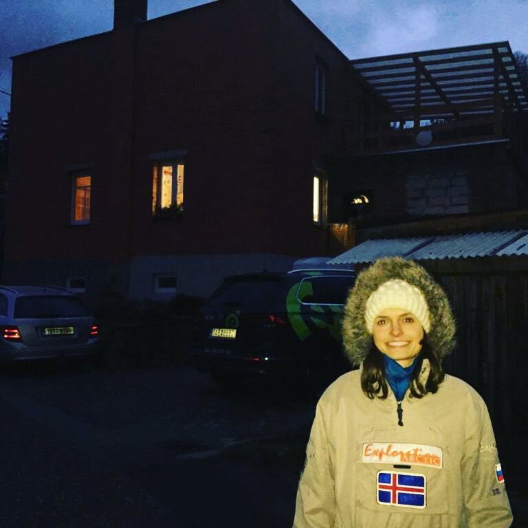 In my Russian snowboarding jacket, in front of my friend&rsquo;s home in the world famous Bata home - a style of architecture built for factory workers who worked for Tomas Bata, one of the largest shoe manufacturers in the world. #entrepreneur #entr