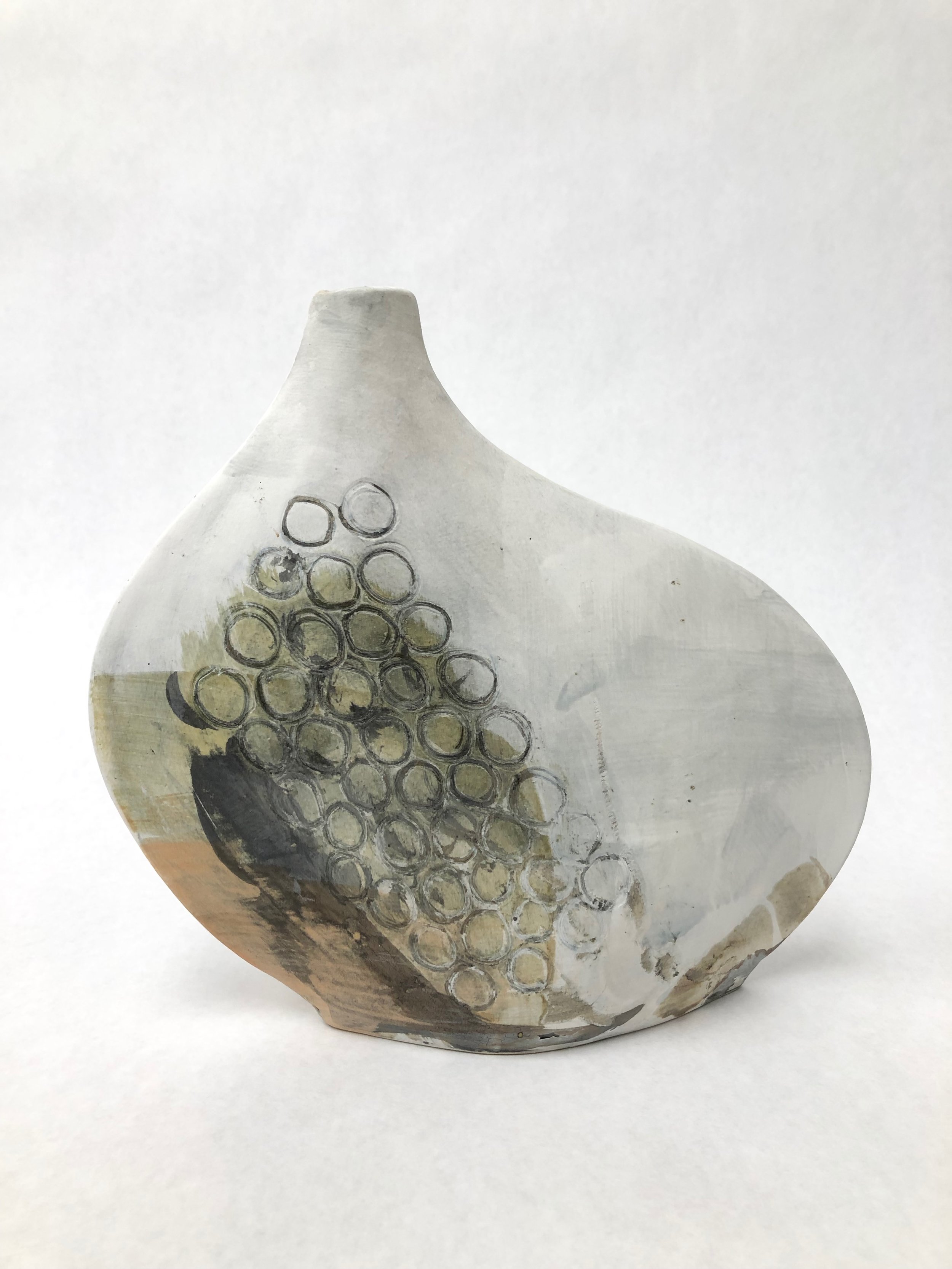 Quai Grey Ocher Coral Circles 8" (SOLD)