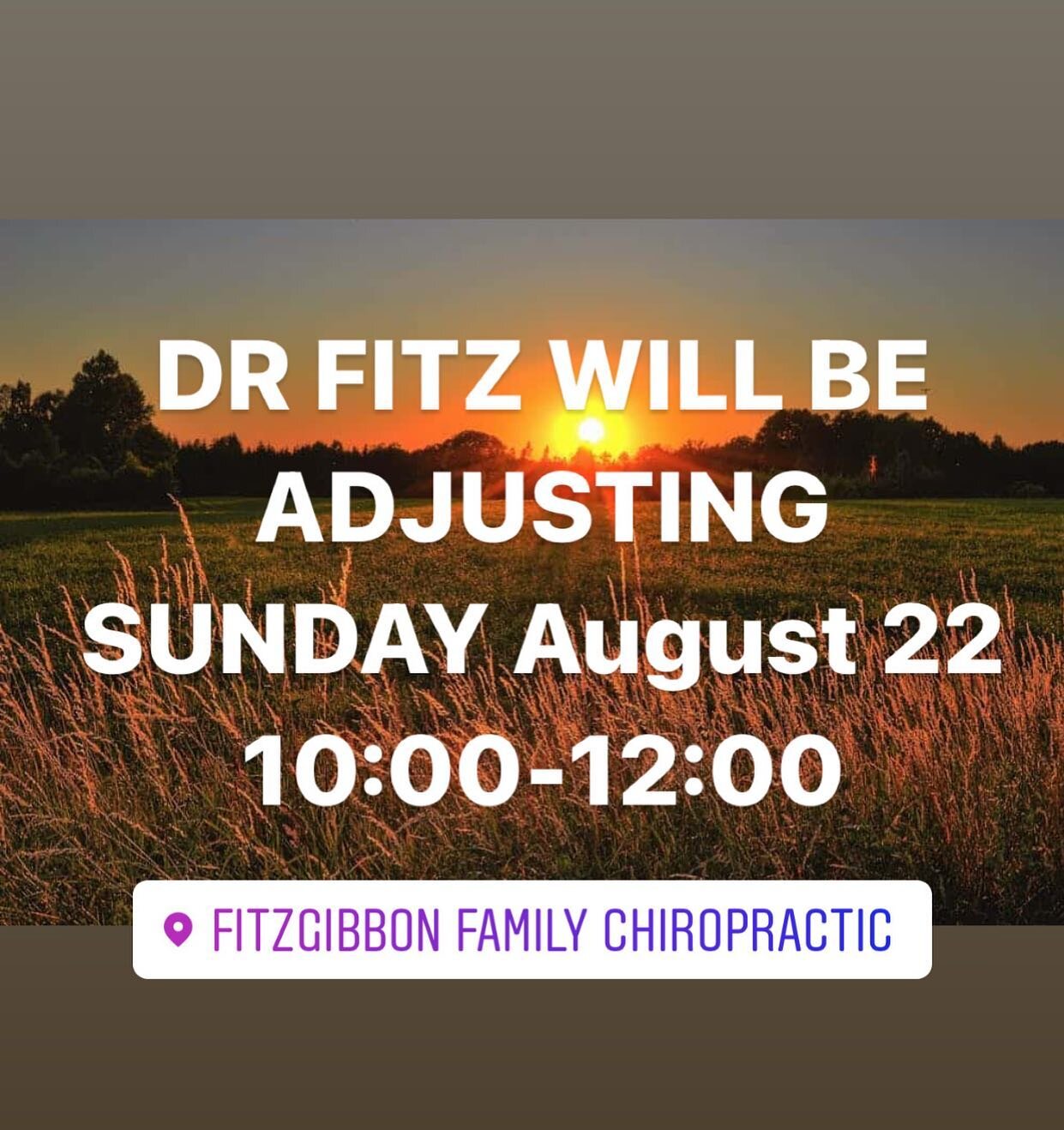 We are so excited for Dr.Fitz to adjust in Sunday!! We hope to see you for an adjustment!! 🤙🤙