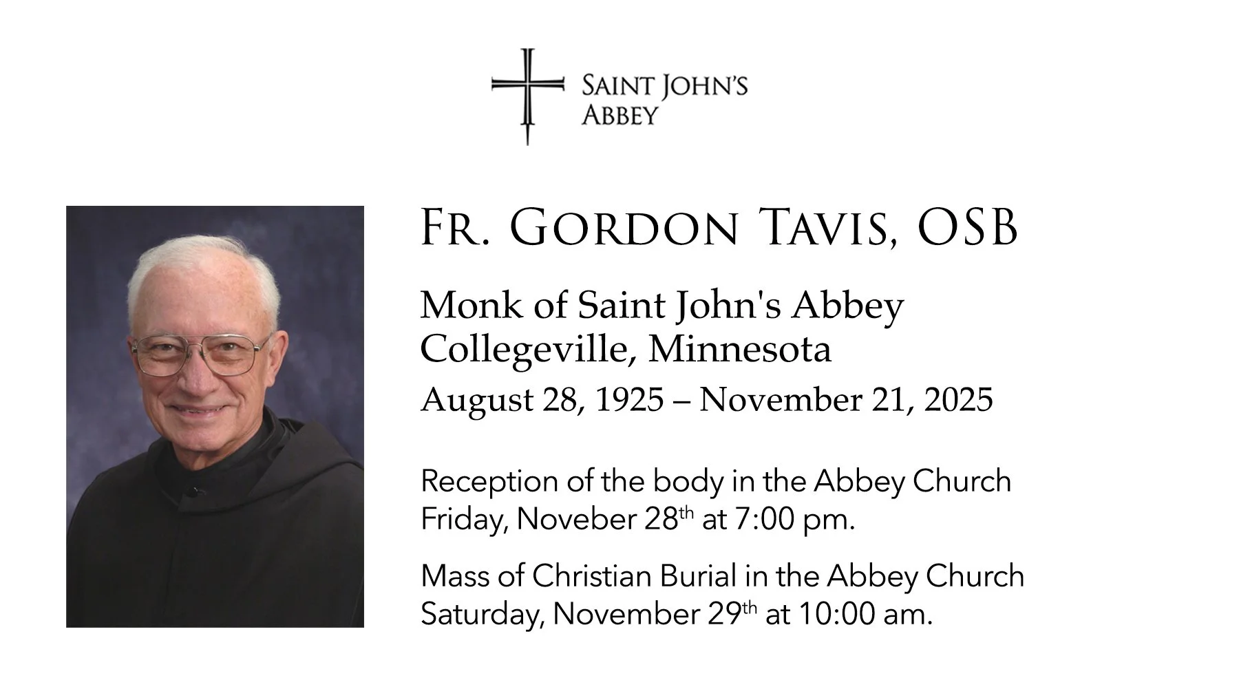 Mass of Christian Burial for Fr. Gordon Tavis, OSB