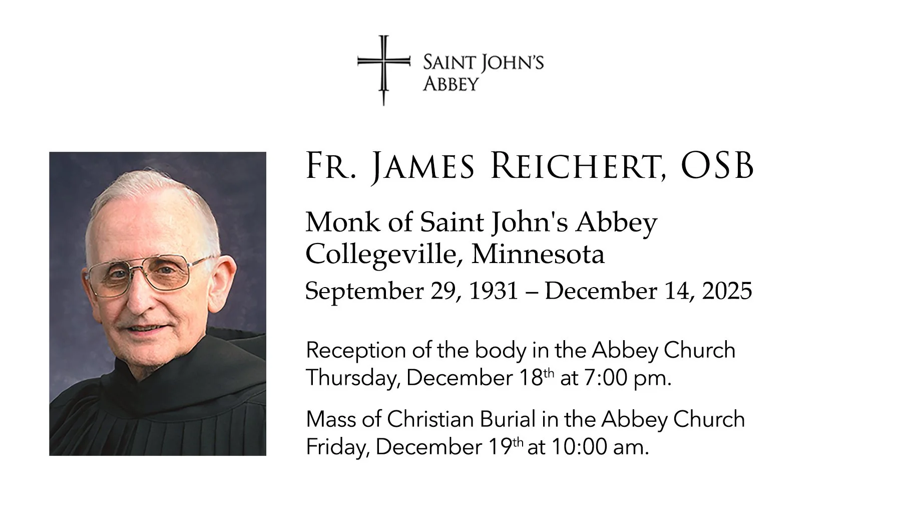 Mass of Christian Burial for Fr. James Reichert, OSB