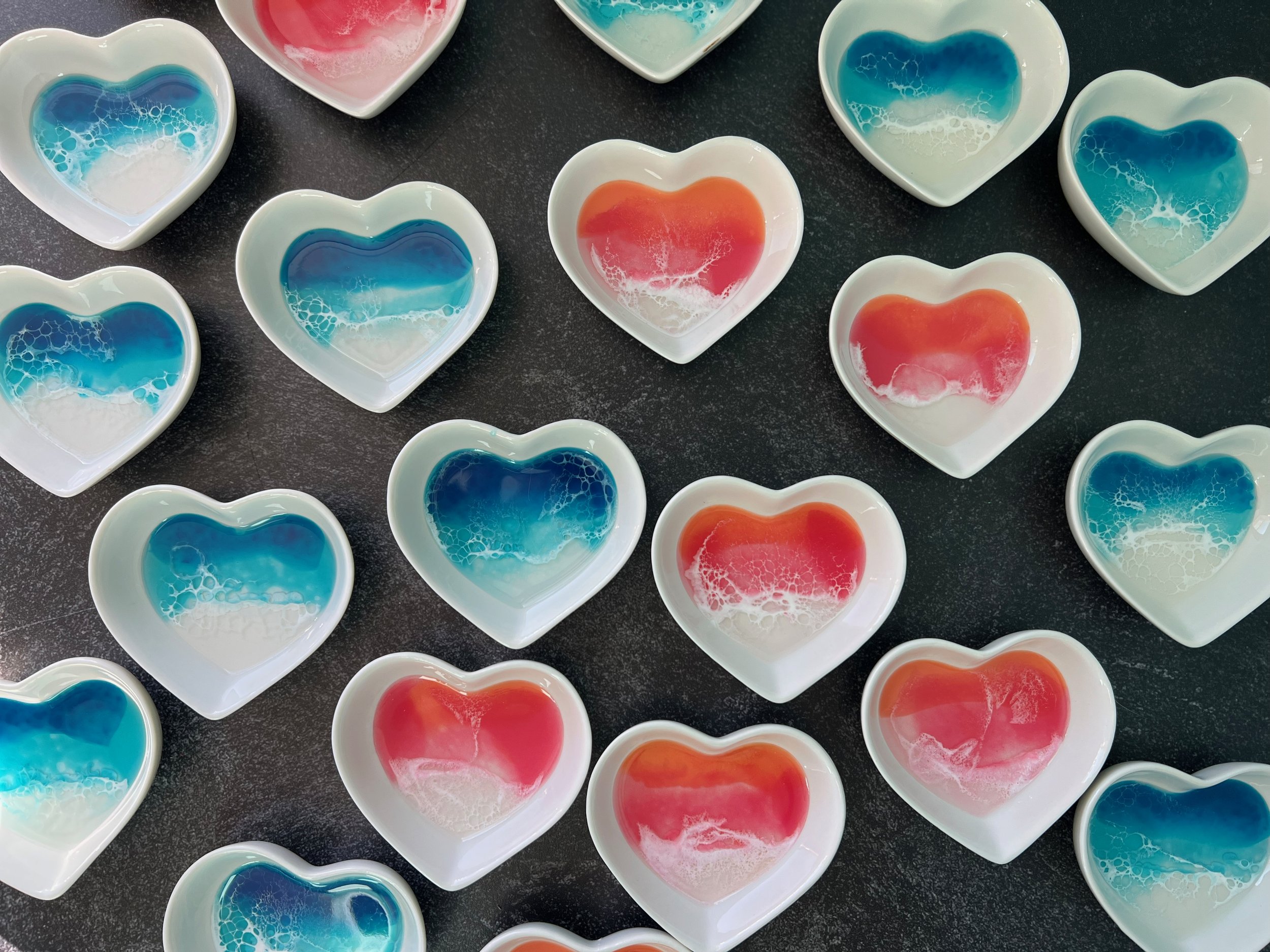 Heart-Shaped Ring Dish with Resin