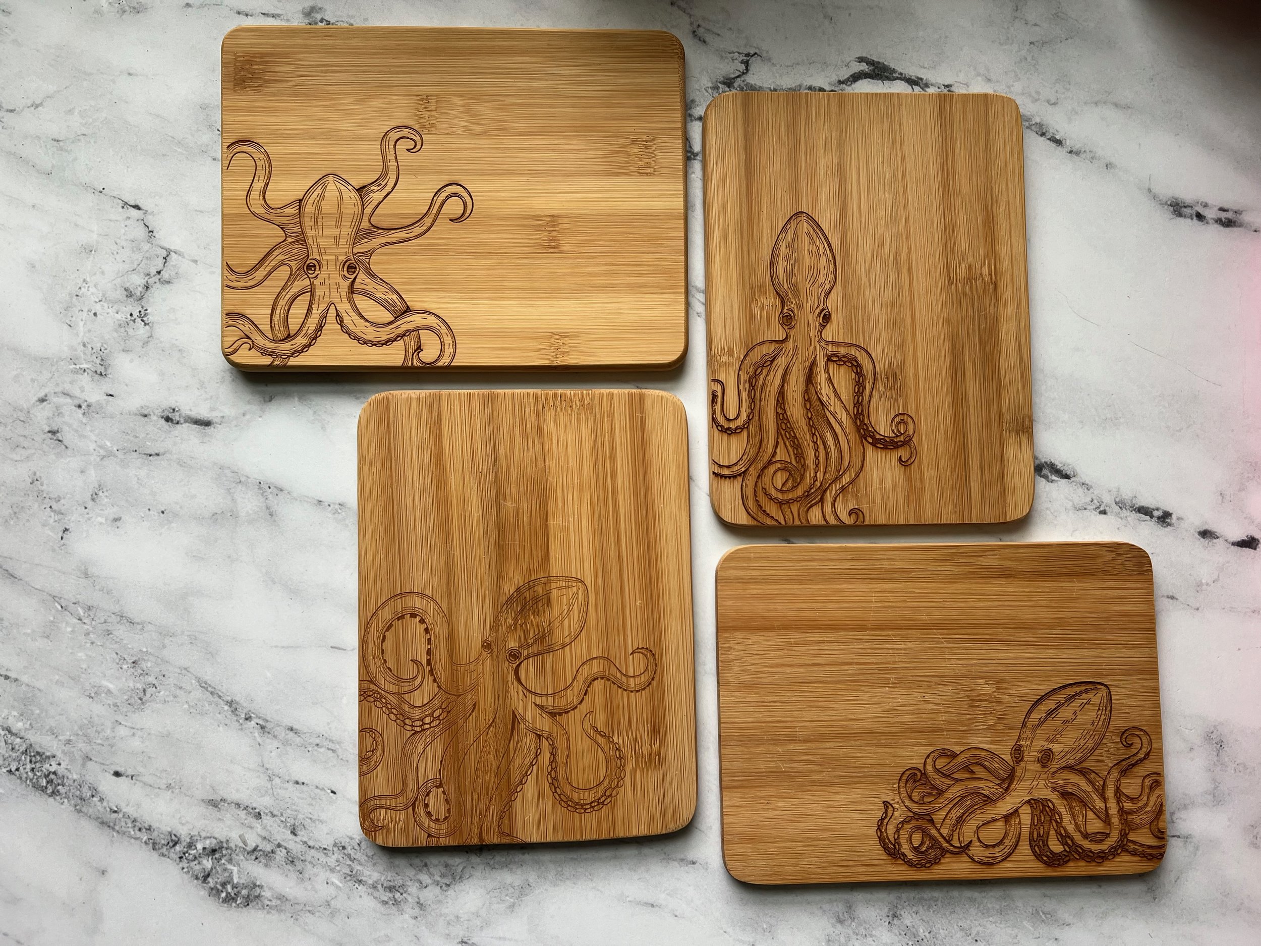 Octopus Cutting Boards, set of 4