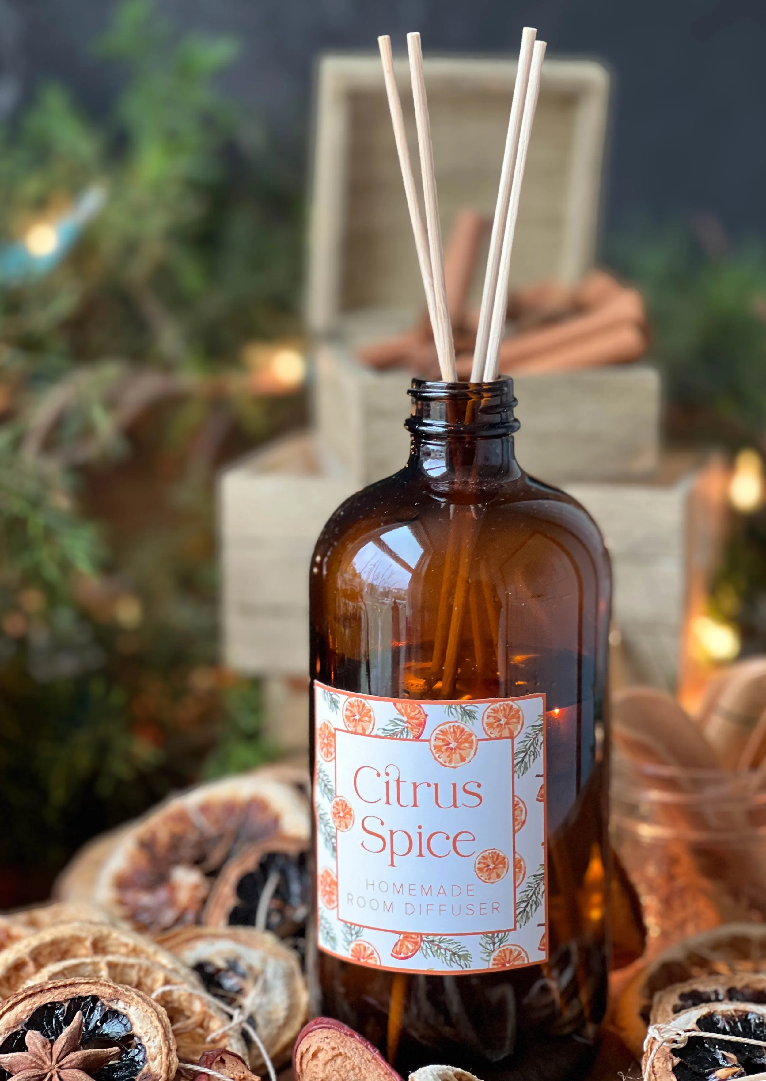 DIY Citrus Spice Holiday Reed Diffusers