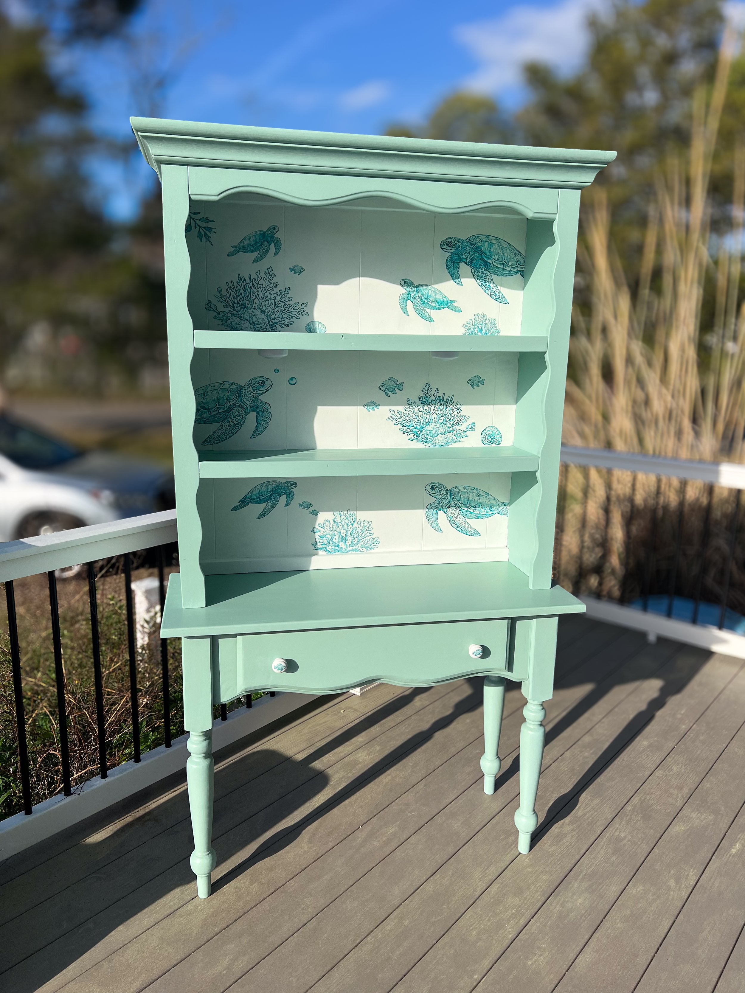 One Pattern, So Many Projects — How I Transformed a $25 Hutch Into a Coastal Showpiece