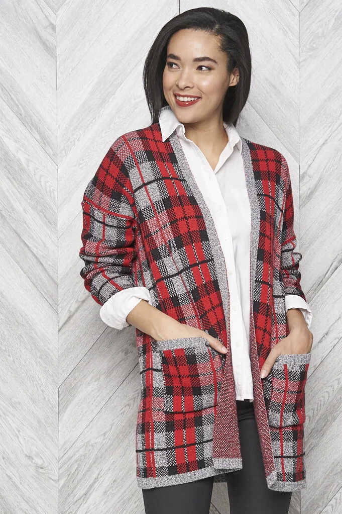 plaid cardigan