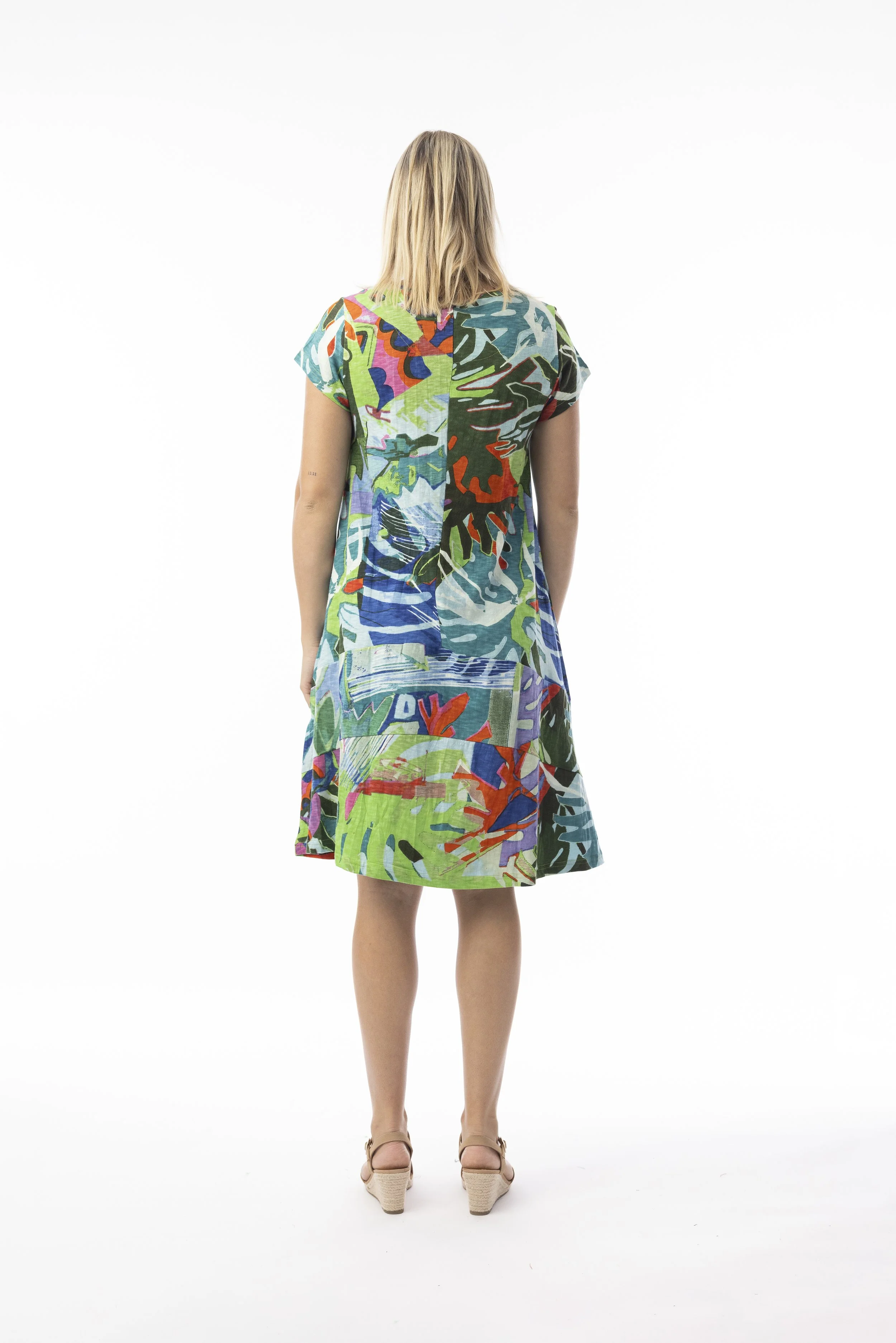 20152LB Fashion Dress Leaves-Blue BACK.jpg