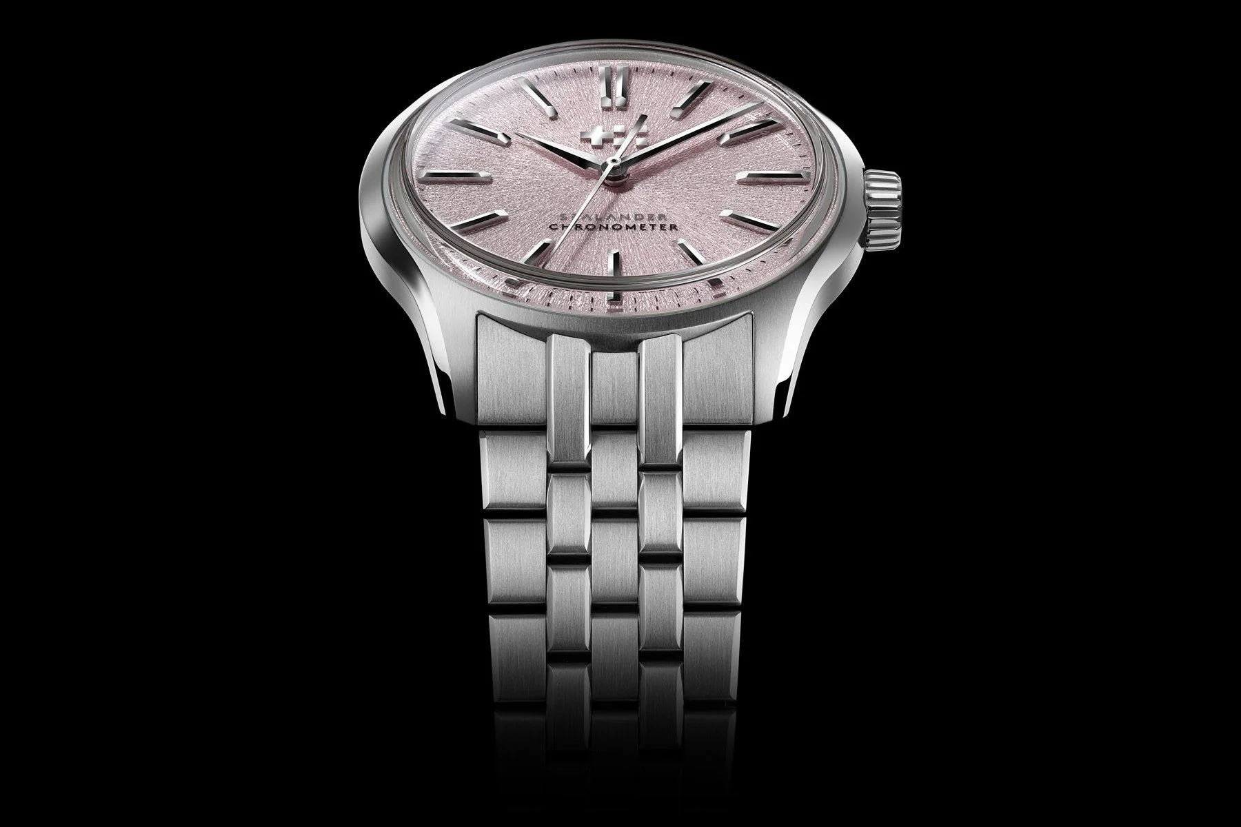 Christopher Ward Sealander Yalos Salt Pink on the Consort bracelet