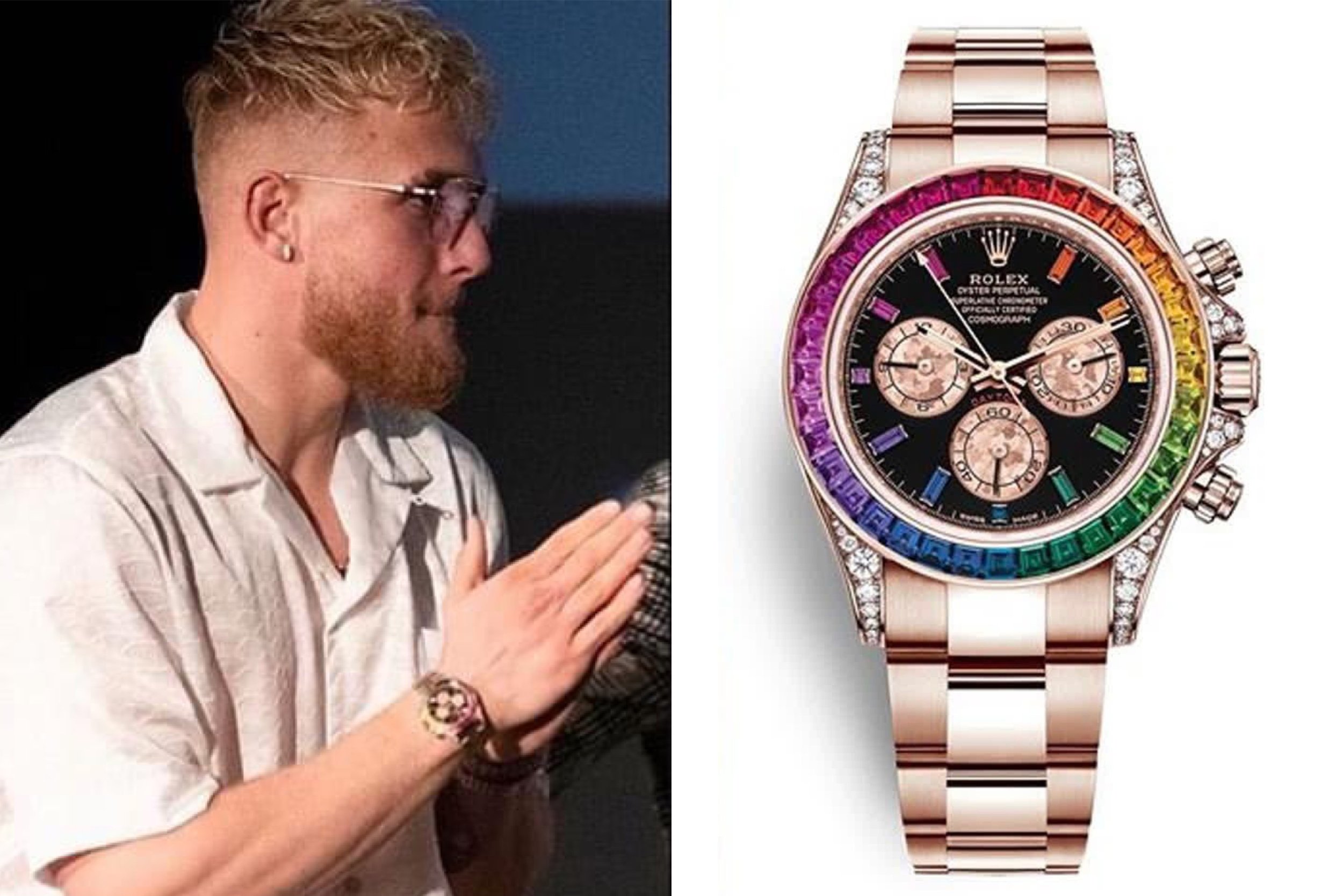 ErsA z Group l rolex daytona rainbow everose gold with a sapphire dial