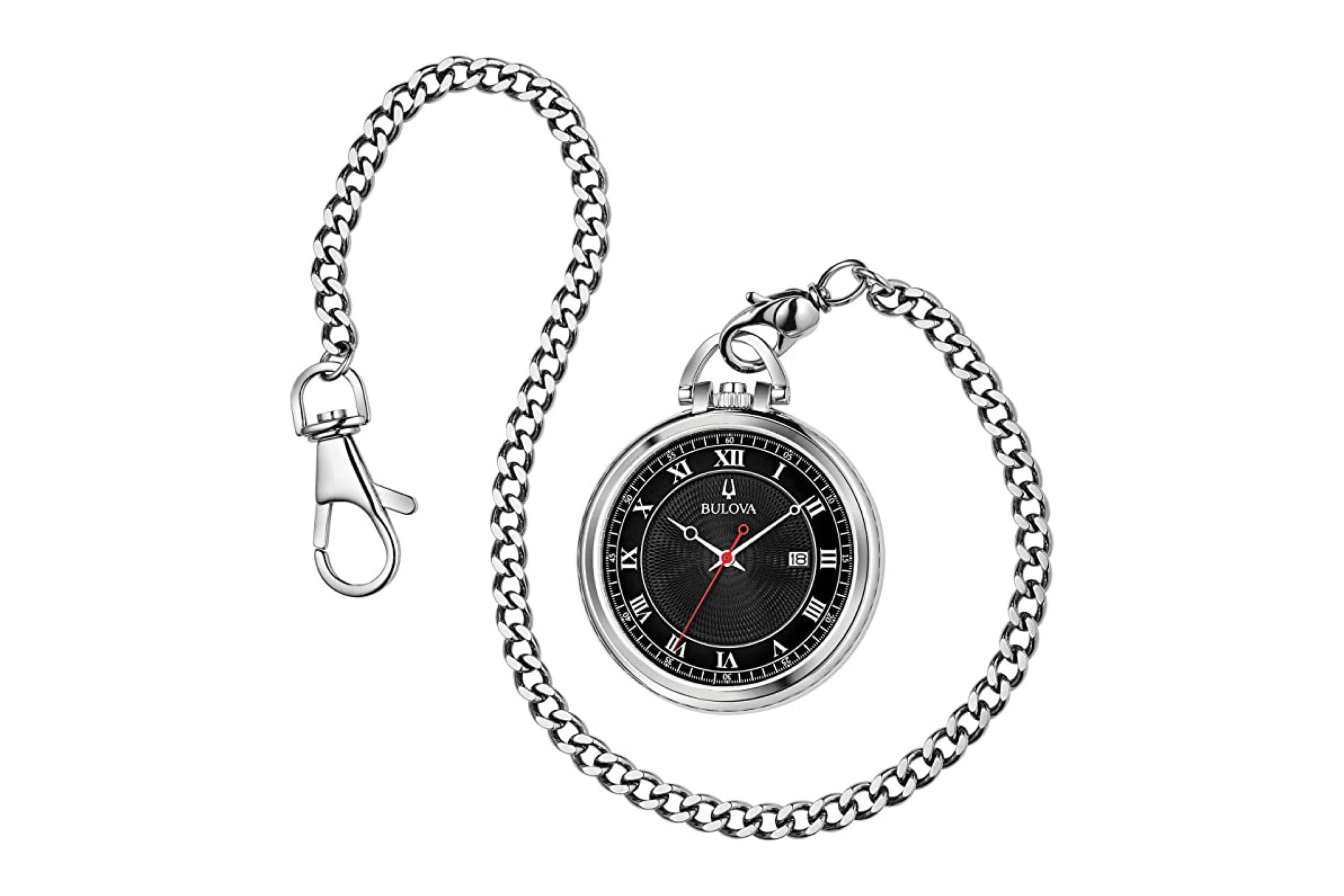 Black Steel Bolt Ring Pocket Watch Chain, In stock!