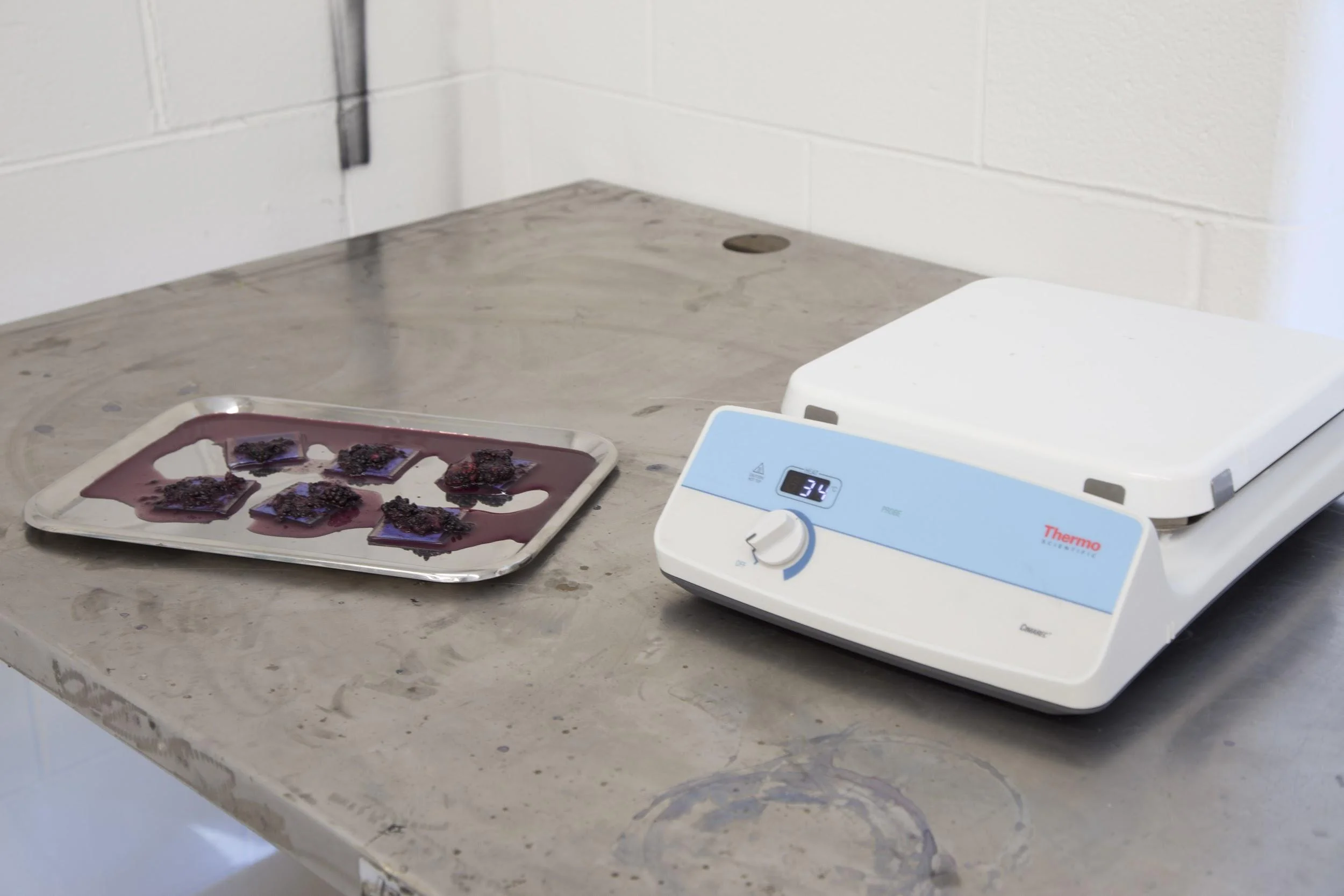 Hot plate in Lauren Zoll’s studio
