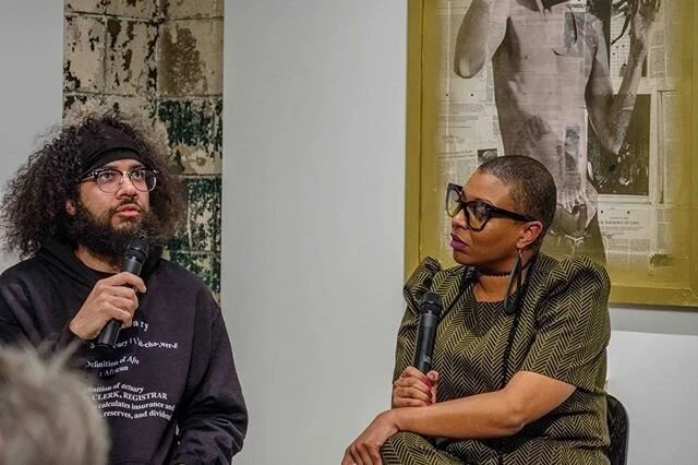 New on Abstract: artist talk with @blacklipbasquiatbunuel and IMA curator @elli616 where they discuss Afroactuary and Brown's current exhibition, Intelligence Countered &mdash; using its subject matter to illuminate histories we try to pretend aren&rsquo;t ongoing, to examine the complexities of grassroots activism, and to shed myth-laden labels. Link in bio. Photos by @garymacadaeg