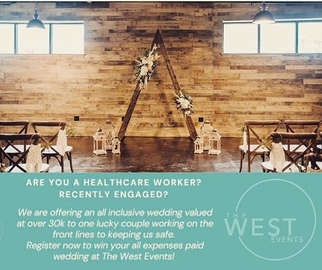 ✨We are offering an all inclusive wedding 💍 valued at over 30k💰to one lucky couple working on the front lines to keep us all safe 🩺! Register now to win your all expense paid wedding @thewestevents✨ valued at over 30k! 
Thank you to Sabrina at Sou