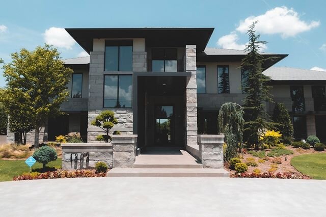 This grand aluminum entry cover turned out strong and sleek we think. What are your thoughts? Really stunning house. A ton of talent poured into this home by the teams of @dustindorr and @cornerstonehomesok