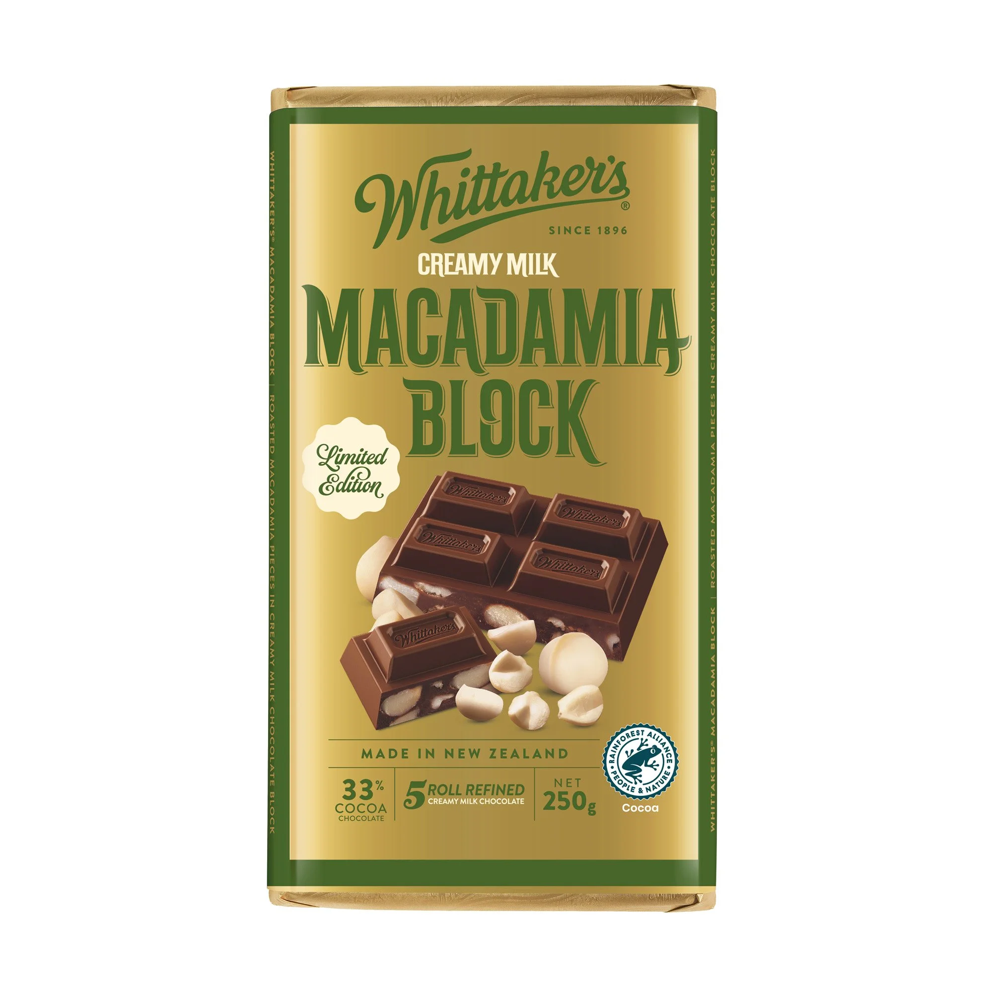 Whittaker’s most requested block ever – Creamy Milk Macadamia – is back for a limited time