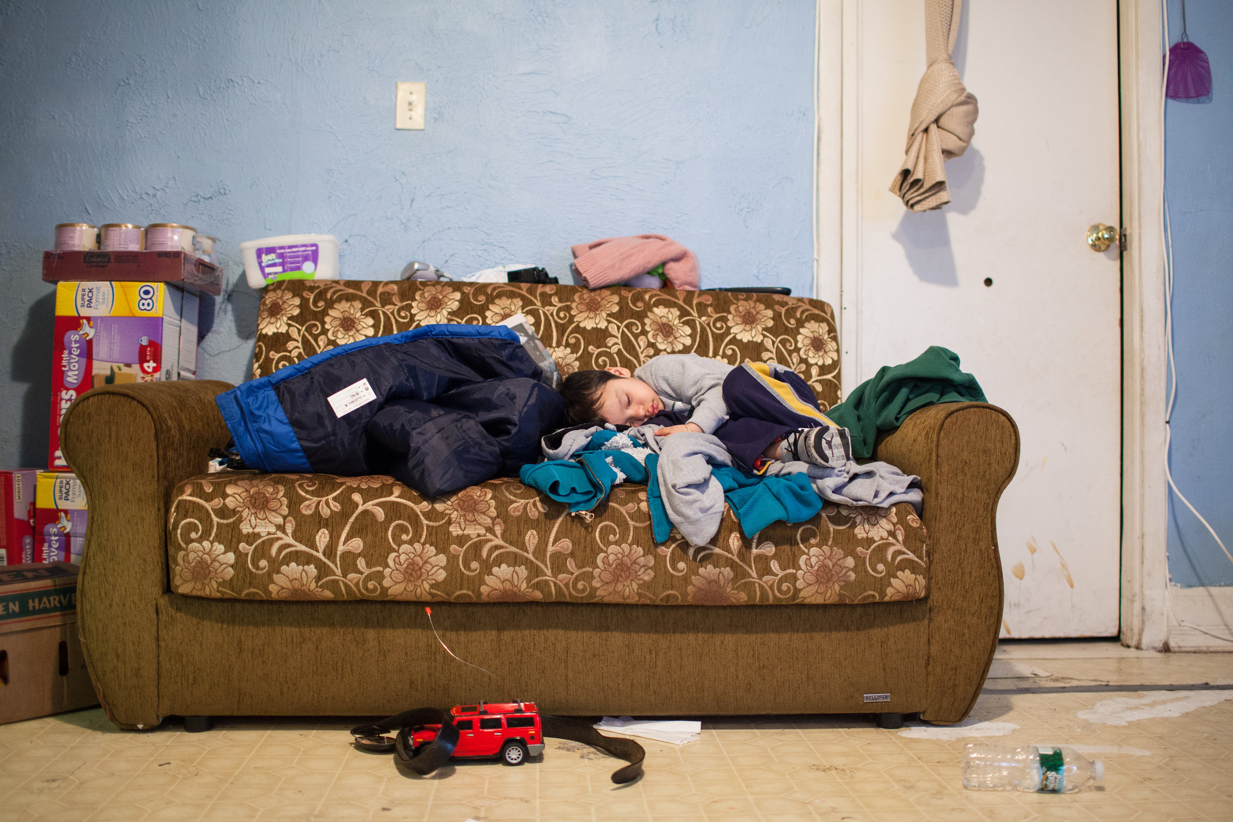  On Saturday mornings, 4-year-old Brandon and his family make a four-mile round trip to collect food at two Queens food pantries. Running, laughing, and teasing his brother and cousins, he trails along in high spirits, sometimes catching a ride in th