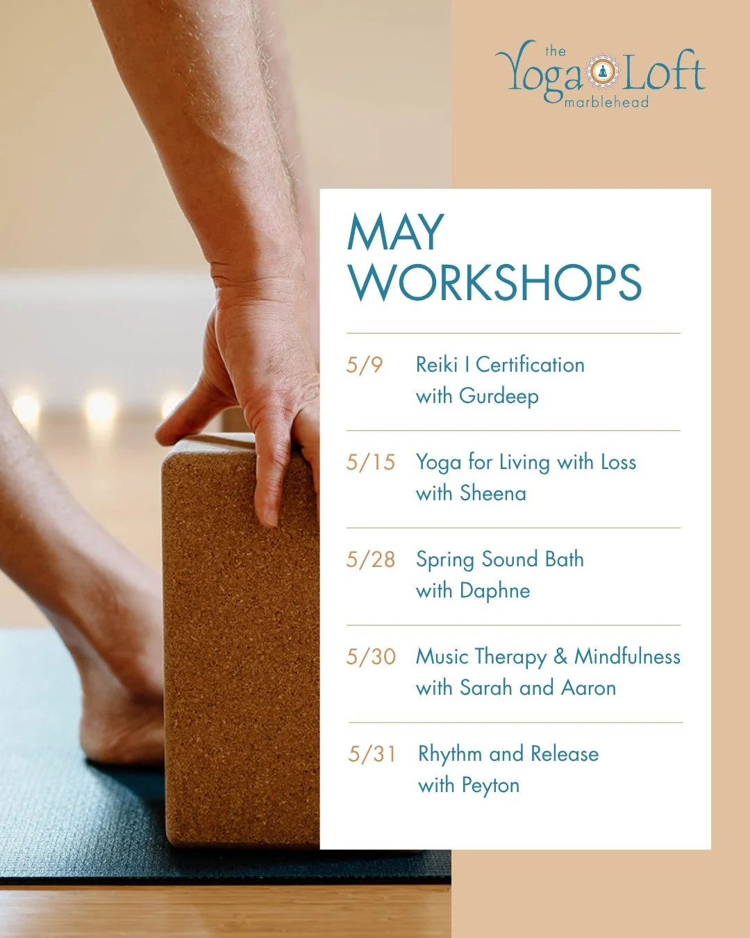 We have so much in store for May 💐

5/9: Reiki I Certification with Gurdeep (class is full- join the waitlist!)
✨ Upon completing this course, you will have received training material, practical experience in practicing Reiki Healing for yourself an