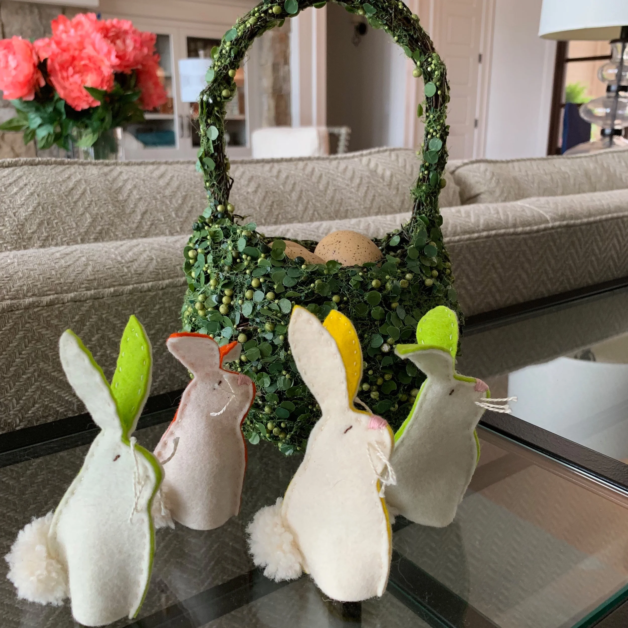Aren’t these bunnies just the cutest? I made them about a dozen years ago.