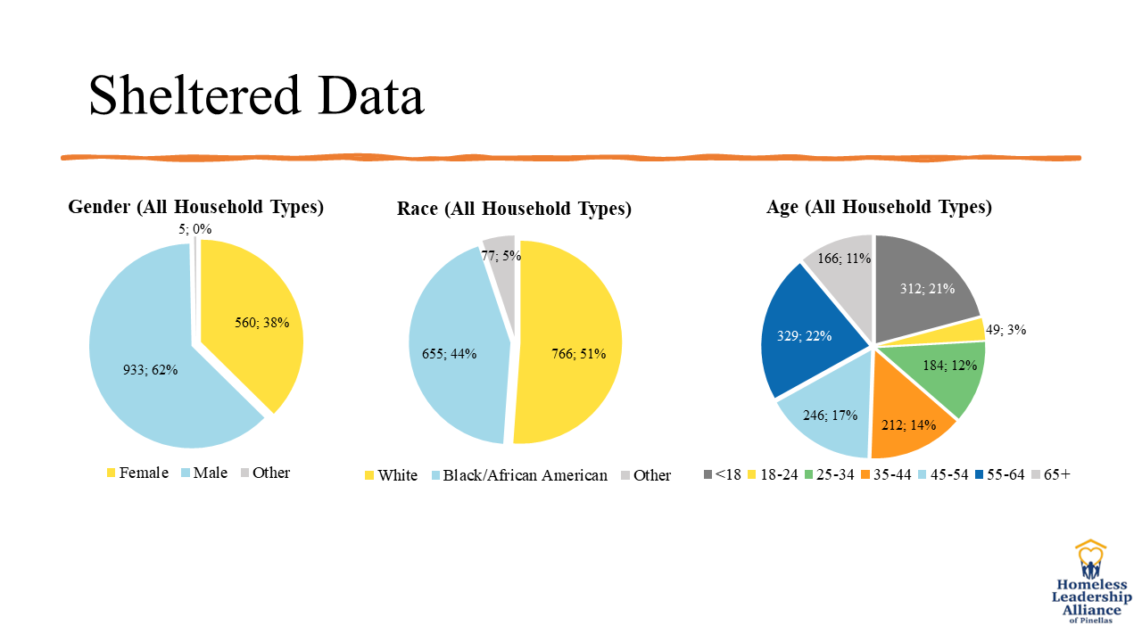 2023 Pinellas PIT Sheltered Data - Gender, Race, and Age, All Household Types