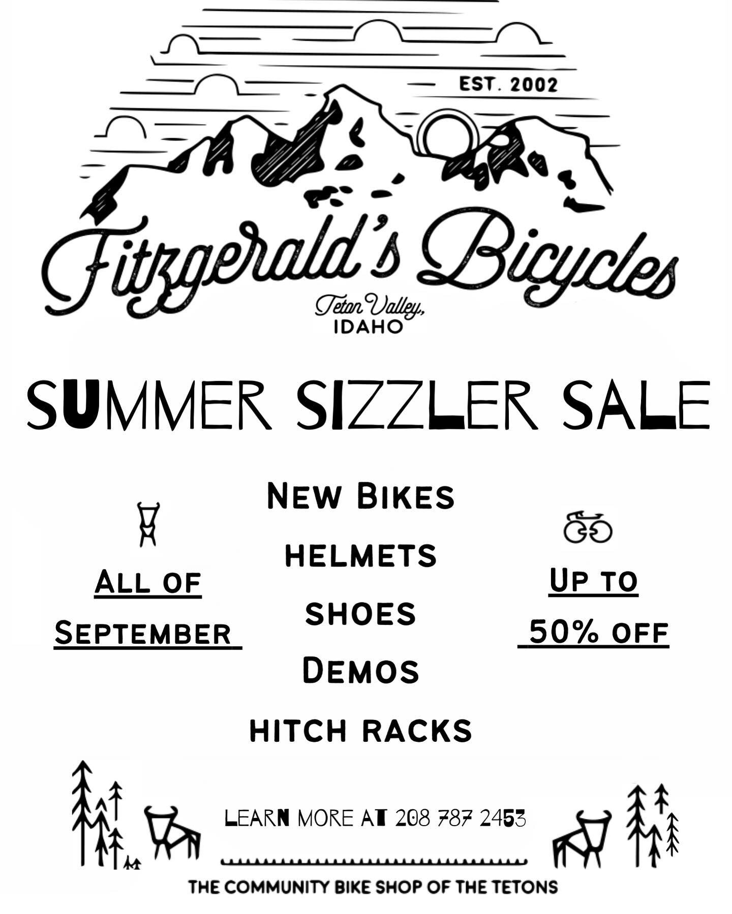 Starting September 1st&hellip;&hellip; 

#fitzgeraldsbicycles #communitybikeshop #tetonvalley #sale #bikesale #salsainstock #treklocally