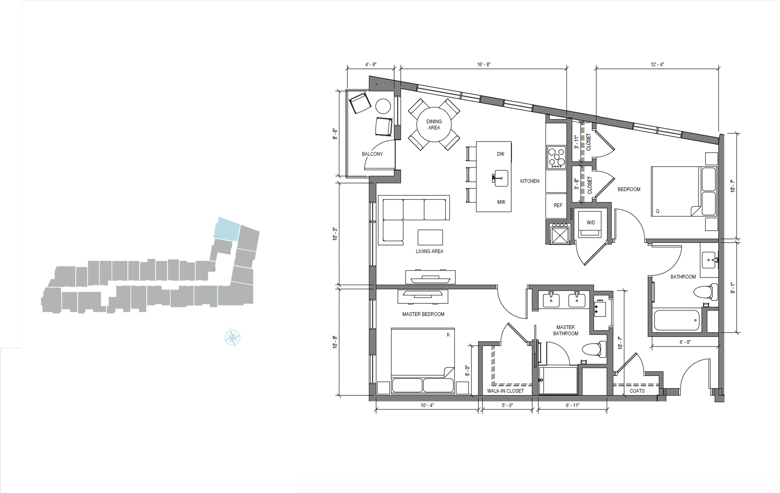 Level and floor plan of Unit 725