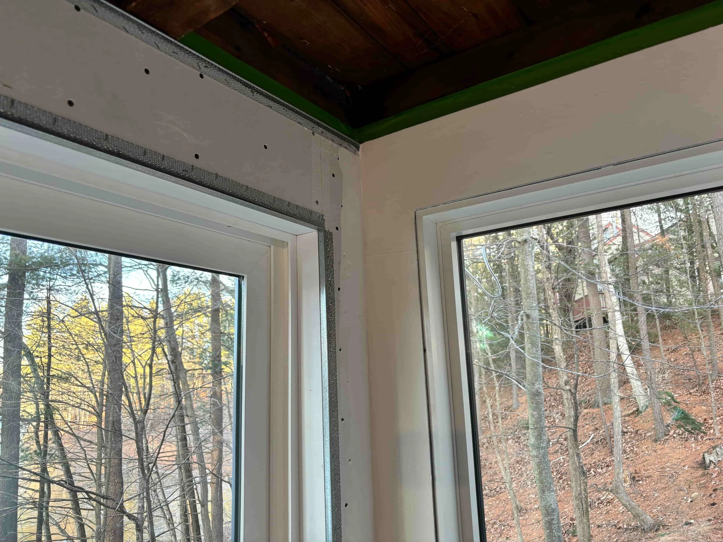 Joint compound added over corner bead to finish