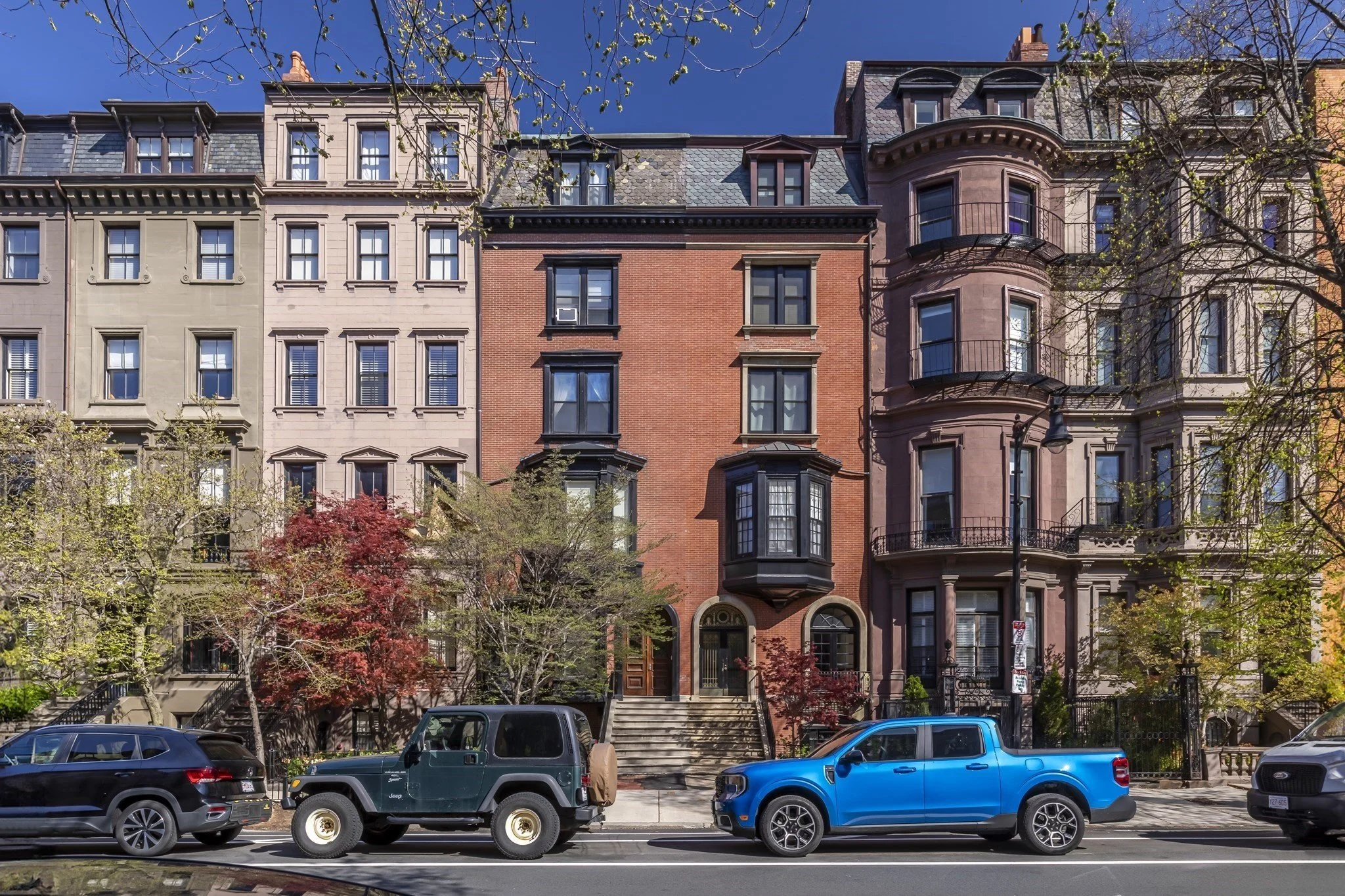 Attached single-family properties that line Back Bay, Boston