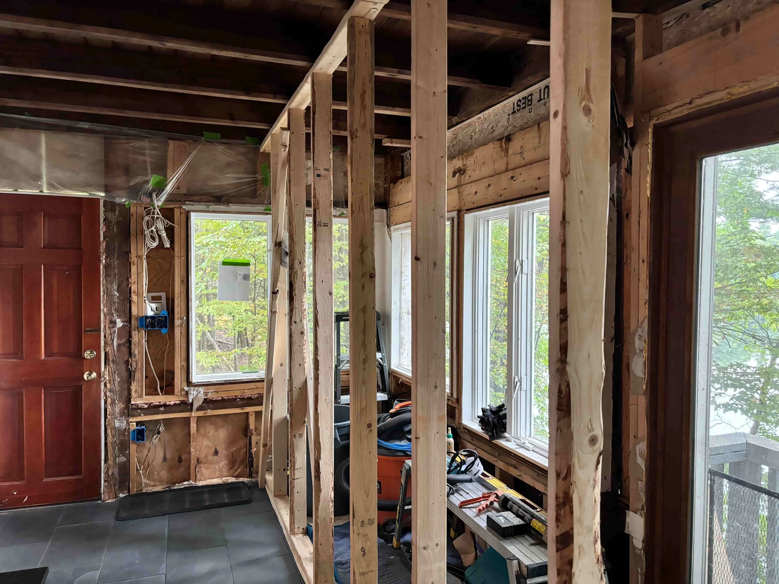 Support frame to allow old window removal