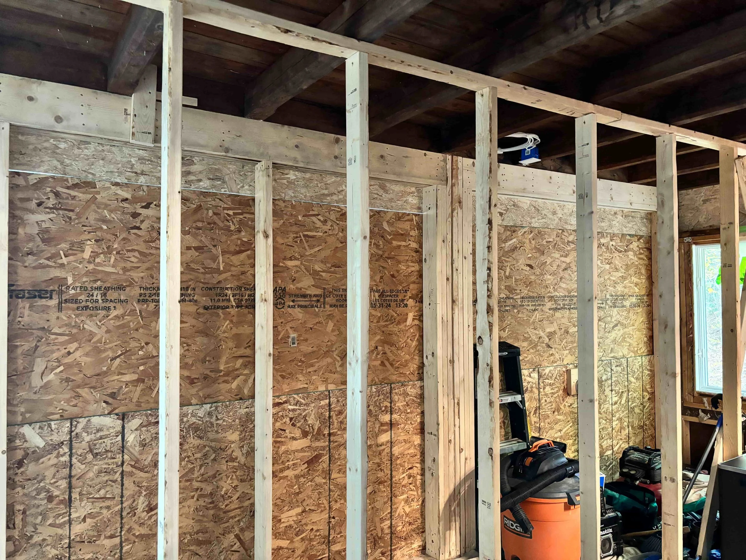 Sections boarded up after framing is complete