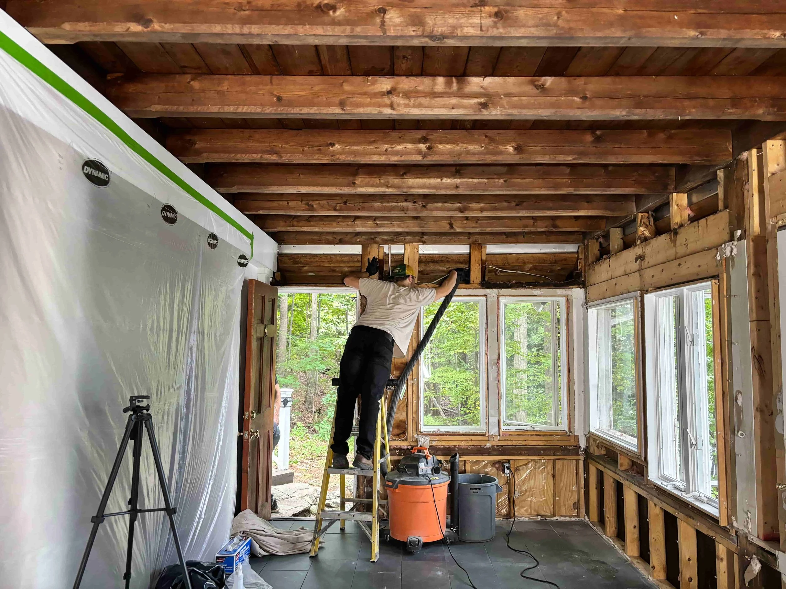 Insulation clean up using shop vac