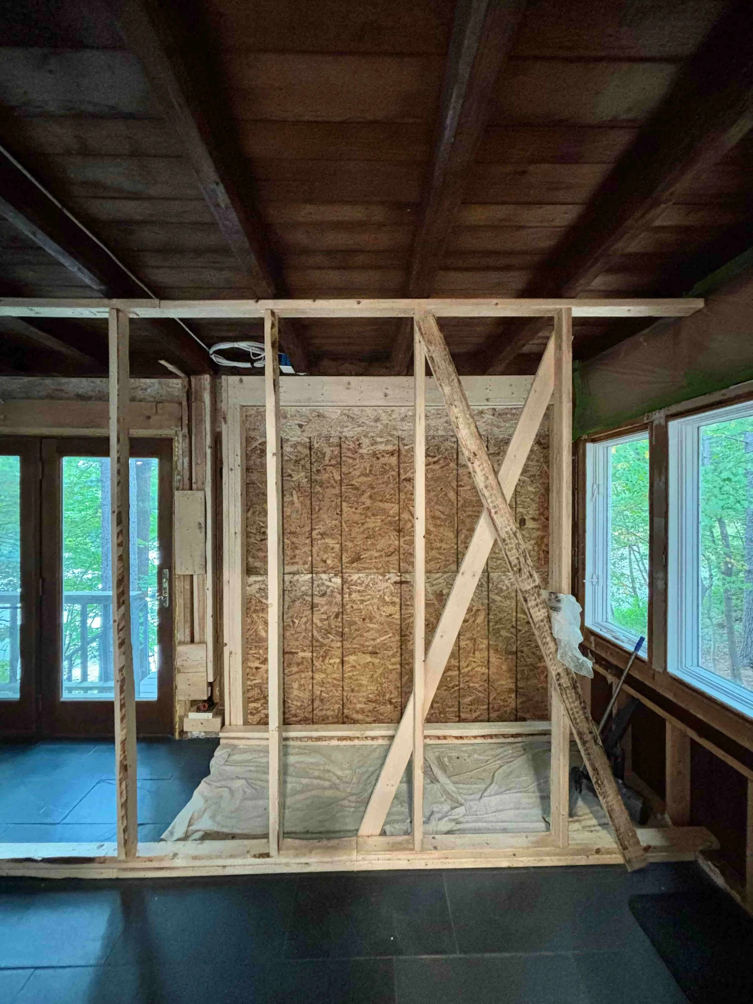 New frame built for floor-to-ceiling windows