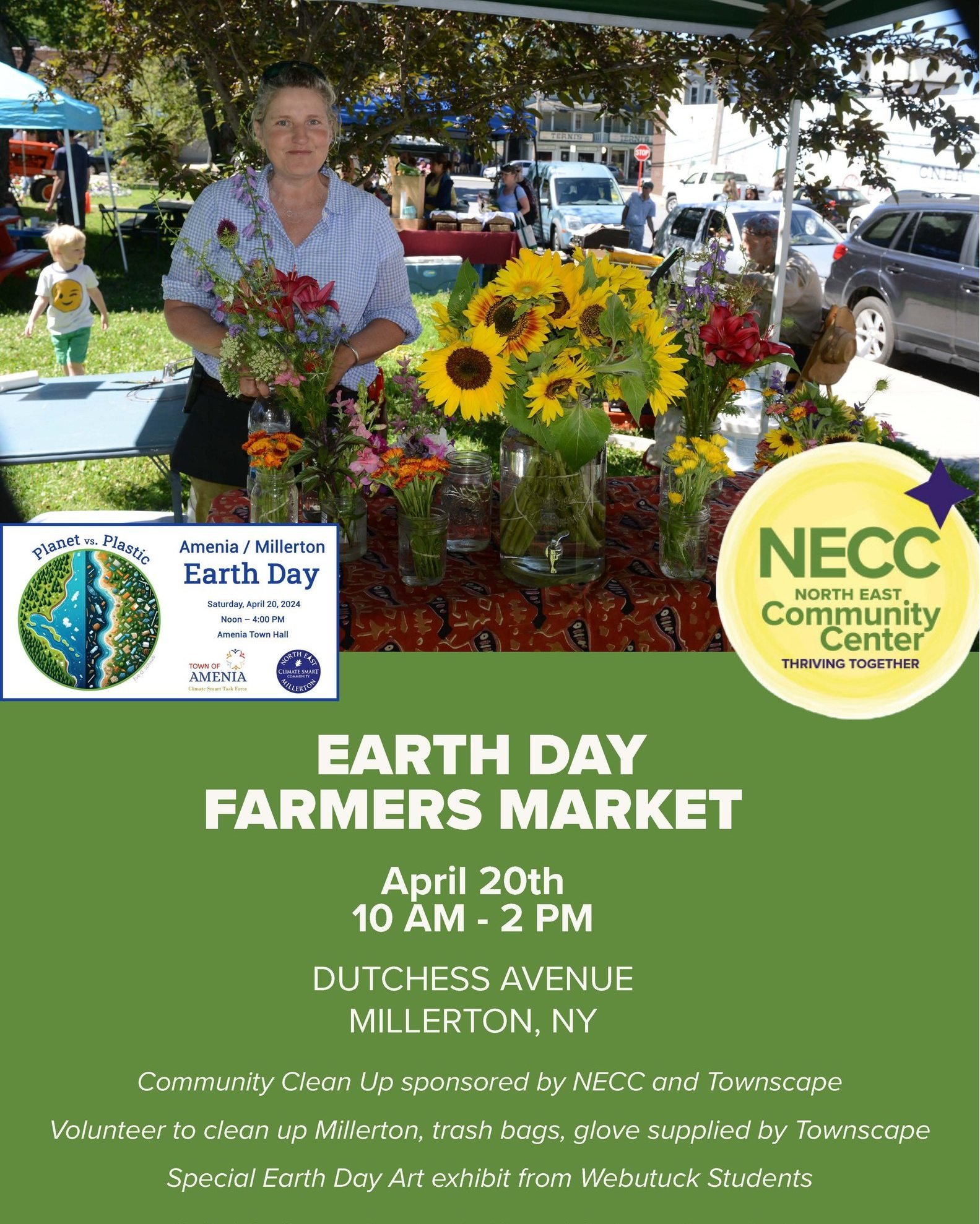 Come check out our celebration of Earth Day at the Farmers Market this Saturday!
We will have volunteer clean ups and a special exhibit from Webutuck Central School District students!

#NECC #farmersmarket #EarthDay2024 #dutchesscounty