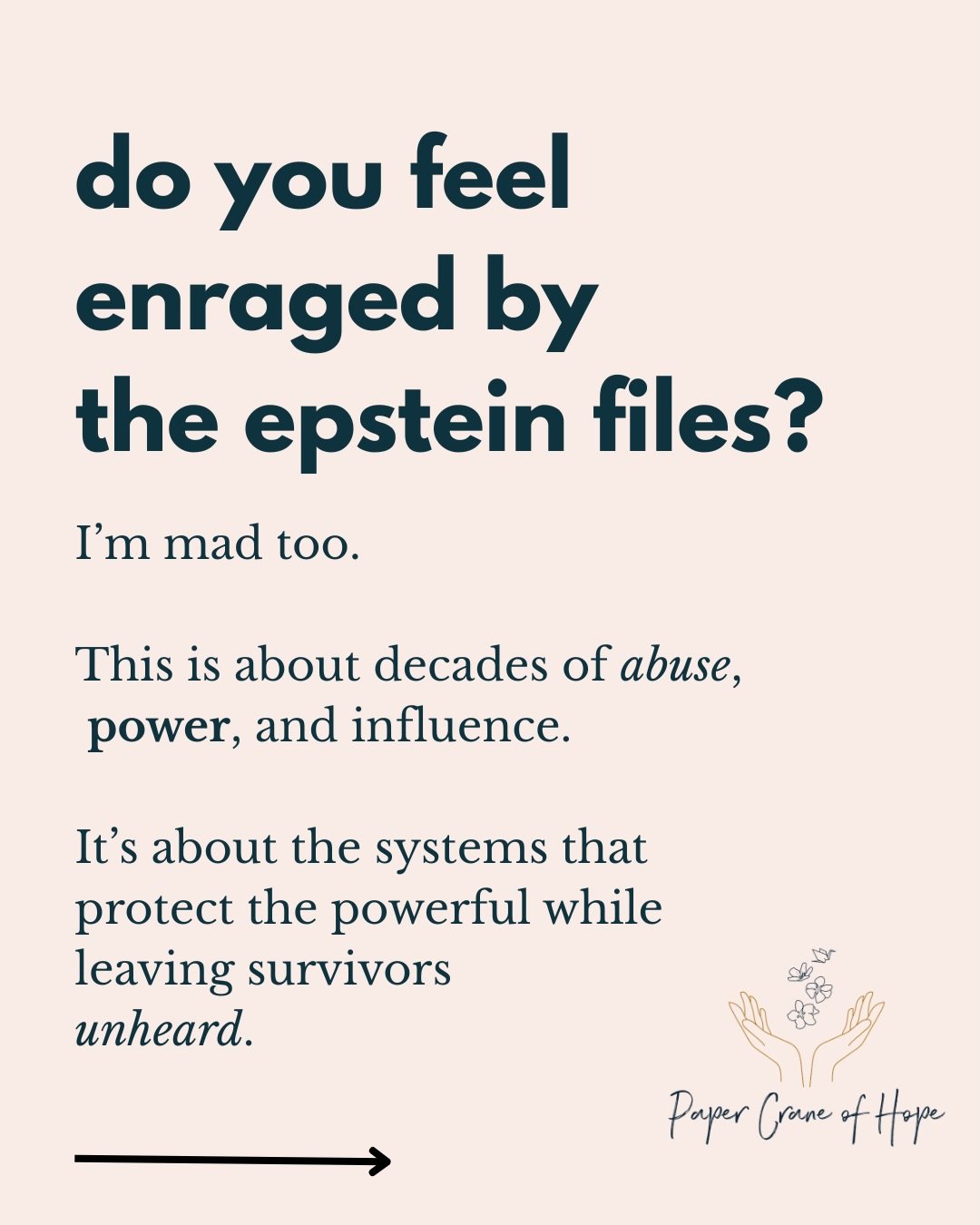 Do you also feel enraged by the Epstein files?
Share this post if you do &mdash; your voice matters.

The Epstein files are a stark reminder:
🌱 Survivors need to be seen and believed
🌱 Systems often protect power, not people
🌱 Acknowledgement is t