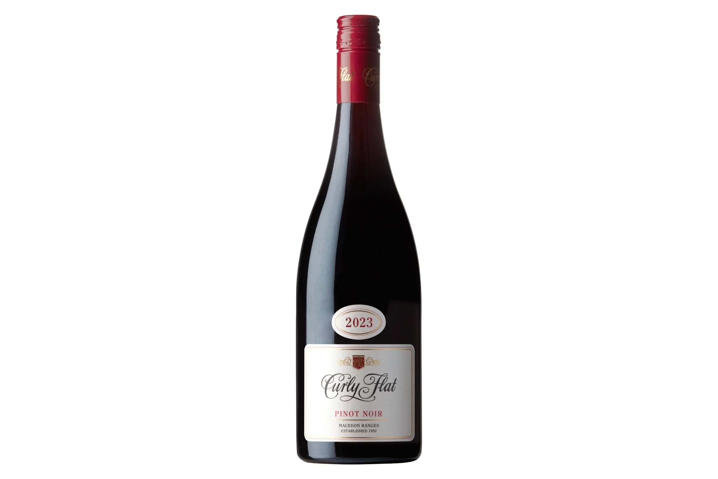 Bottle of Curly Flat Pinot Noir 2024.