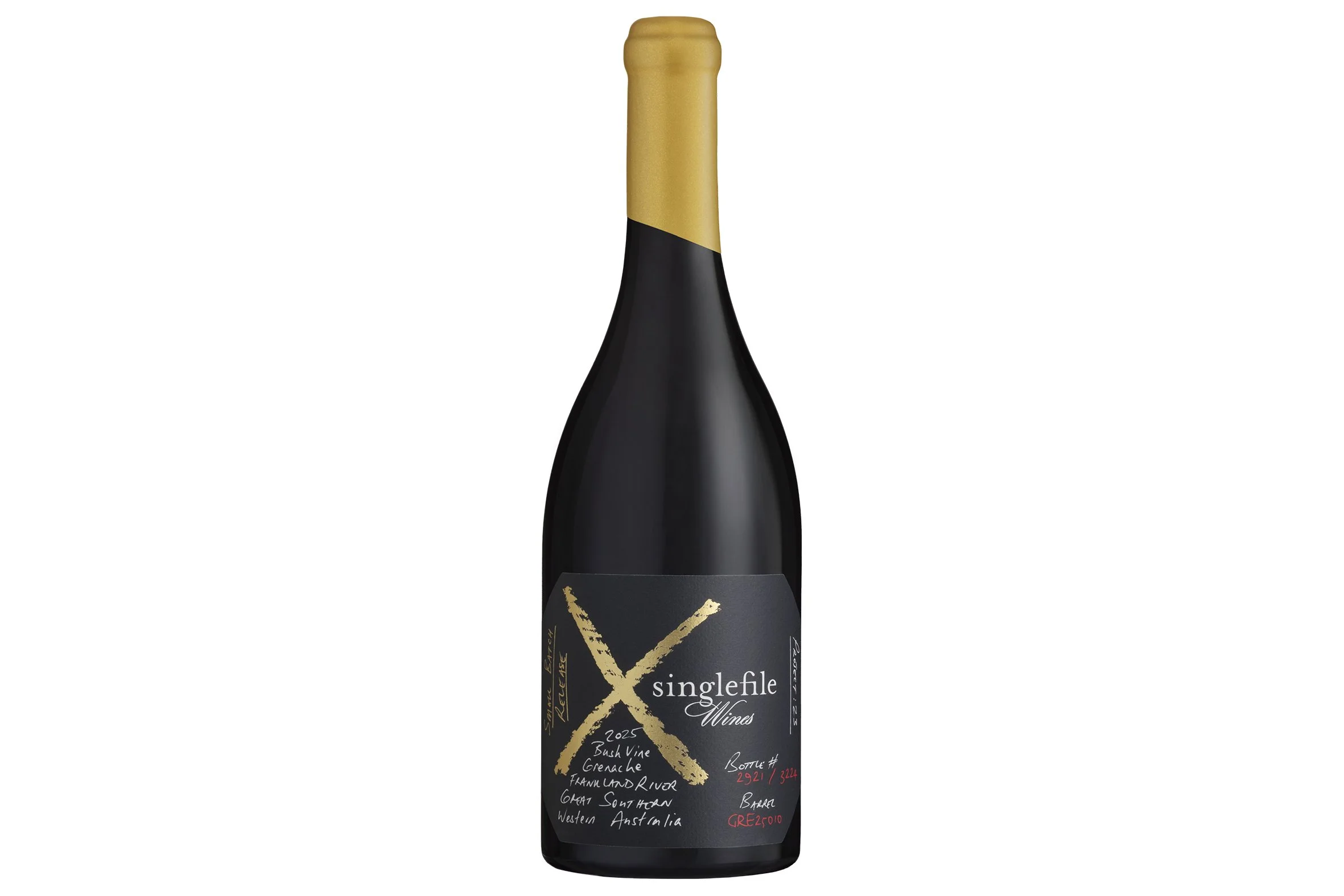 Bottle of Singlefile Small Batch Bush Vine Grenache 2025.